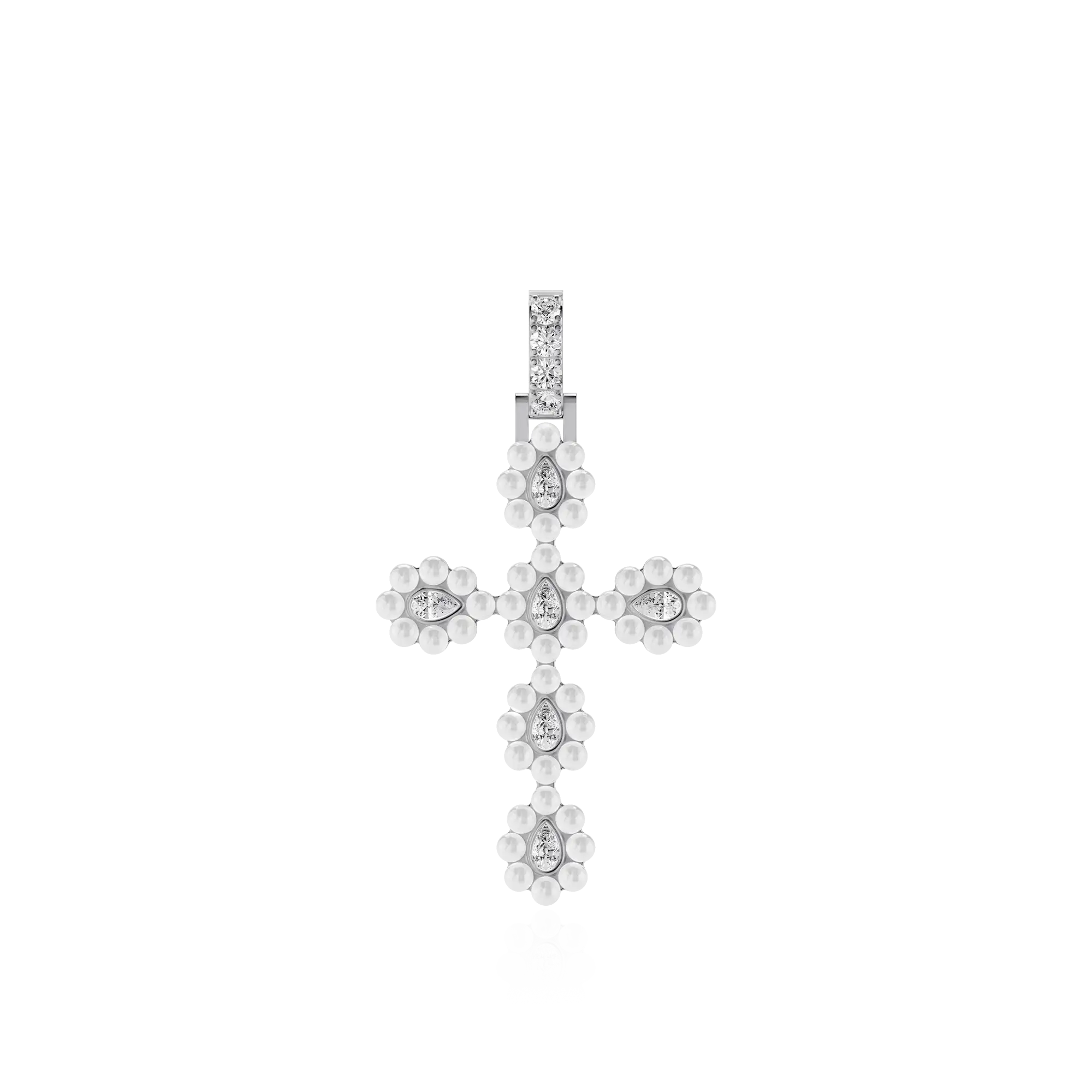 Ciondolo per pera perla alone moissanite