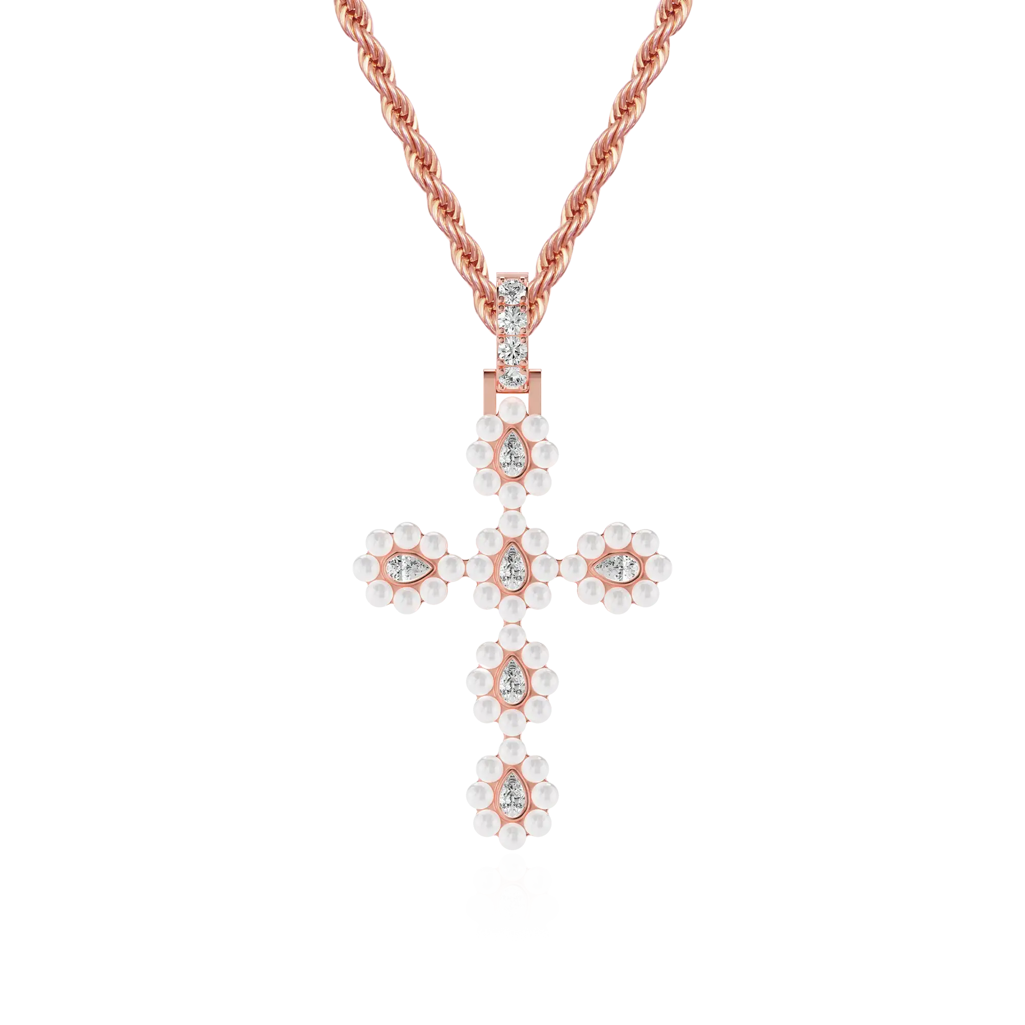 Ciondolo per pera perla alone moissanite