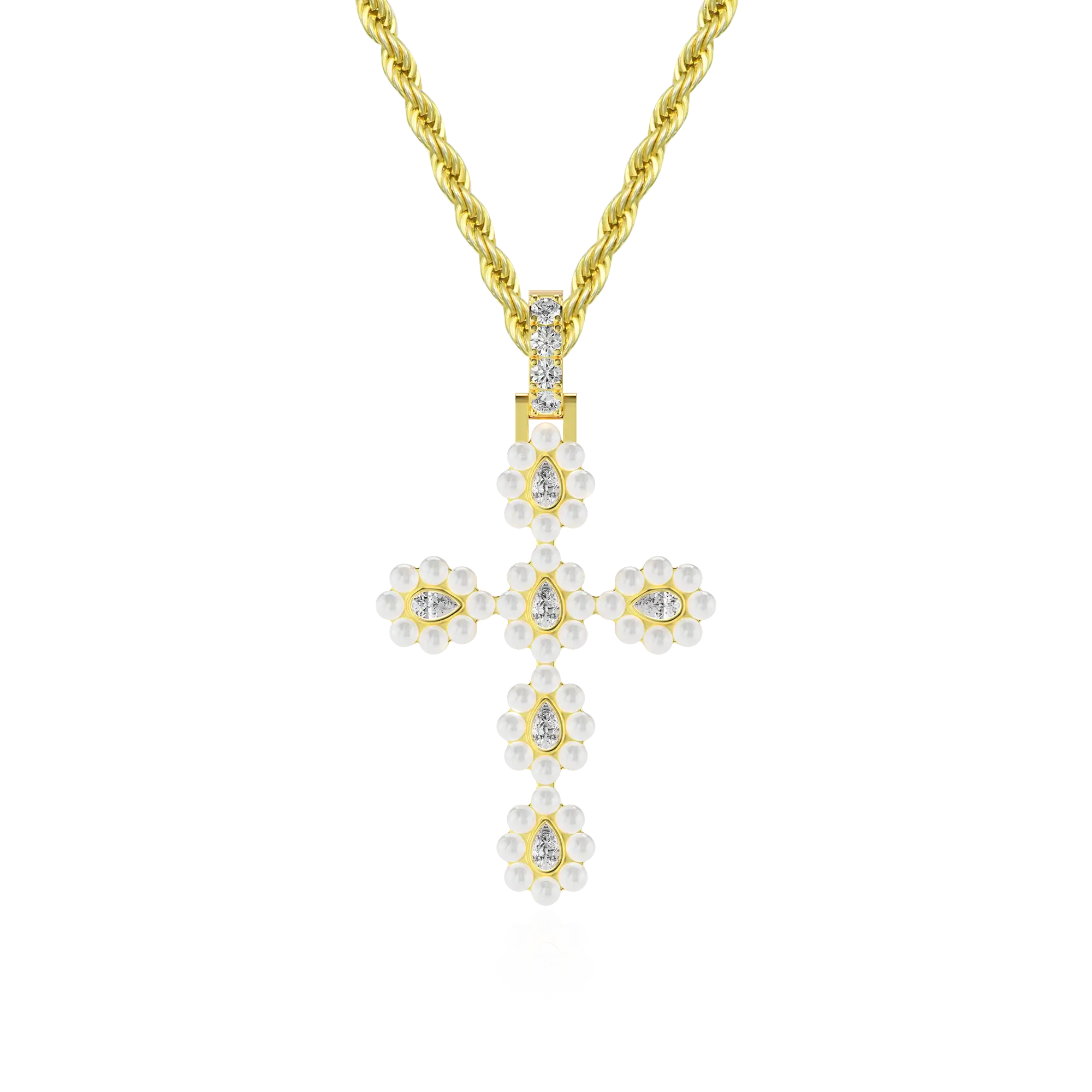 Ciondolo per pera perla alone moissanite
