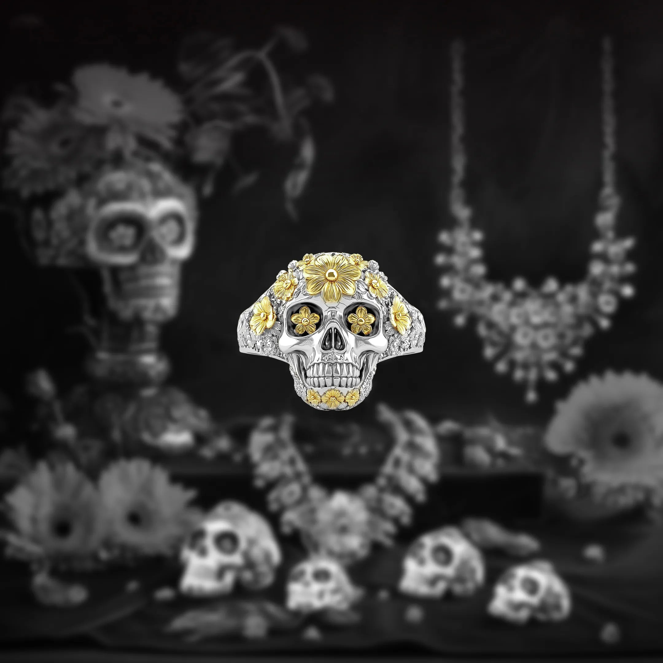 Anillo de Bloom Golden de Calavera