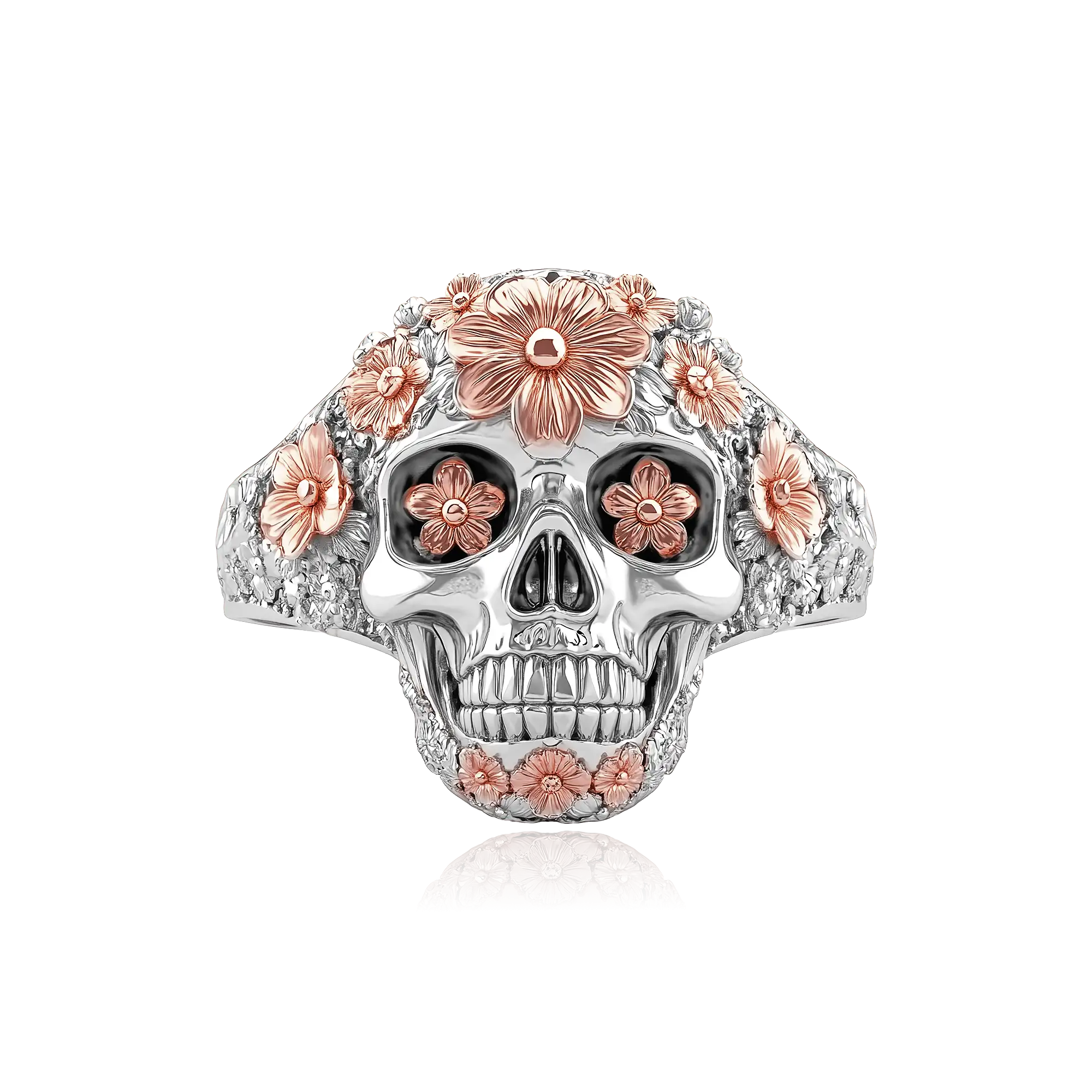 Anillo de floración de calavera rosado