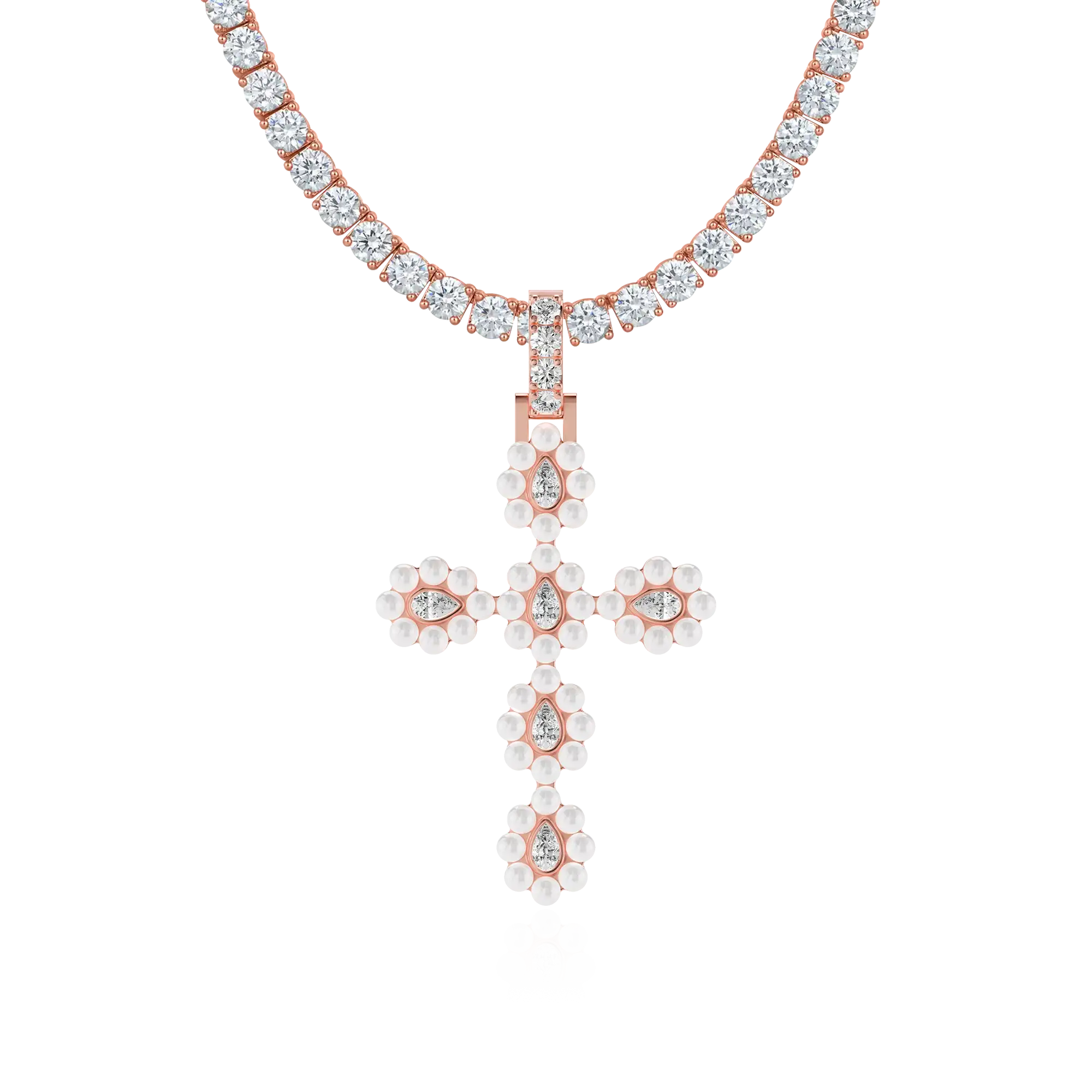 Ciondolo per pera perla alone moissanite