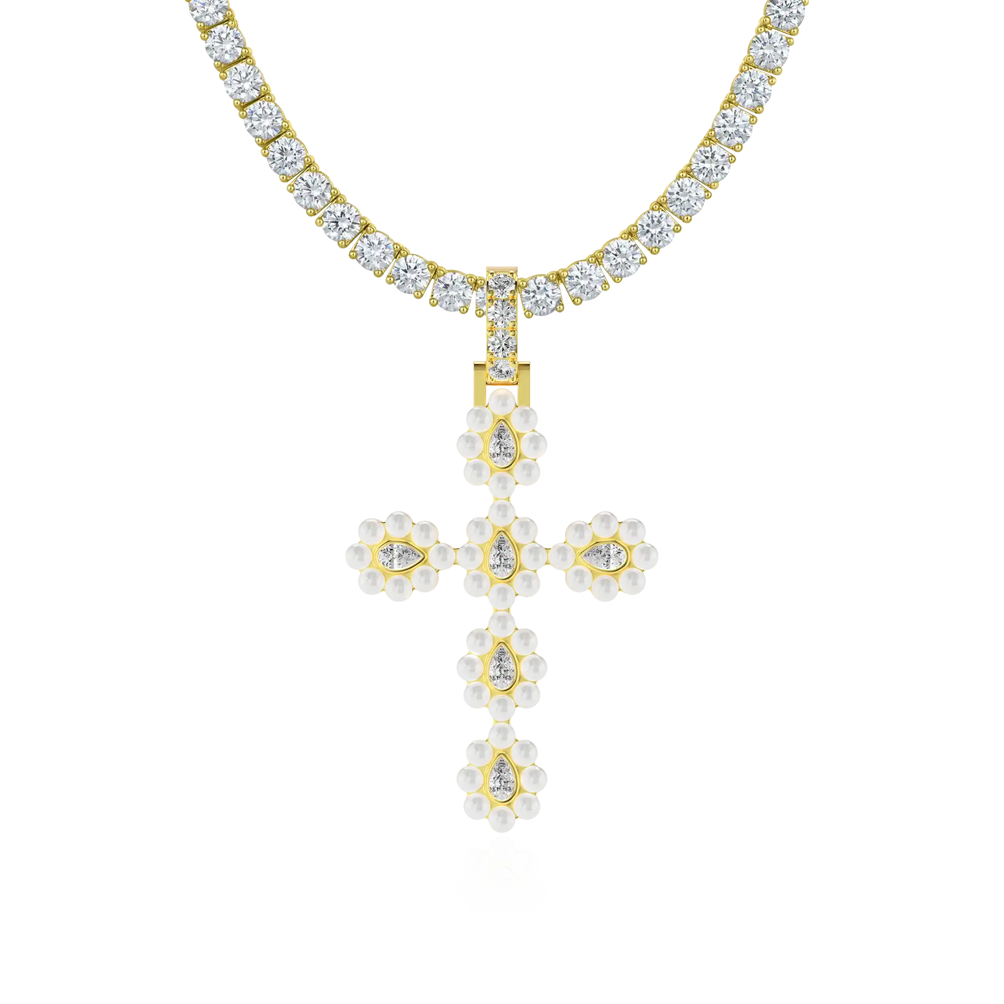 Ciondolo per pera perla alone moissanite