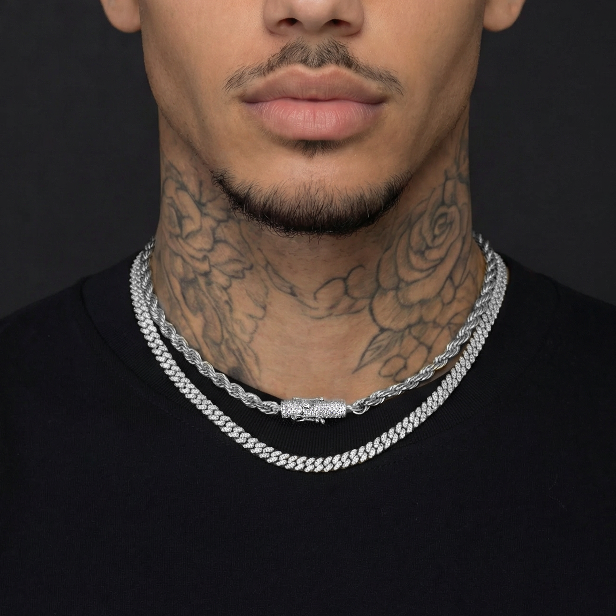 Layered Rope & Cuban Chain Set