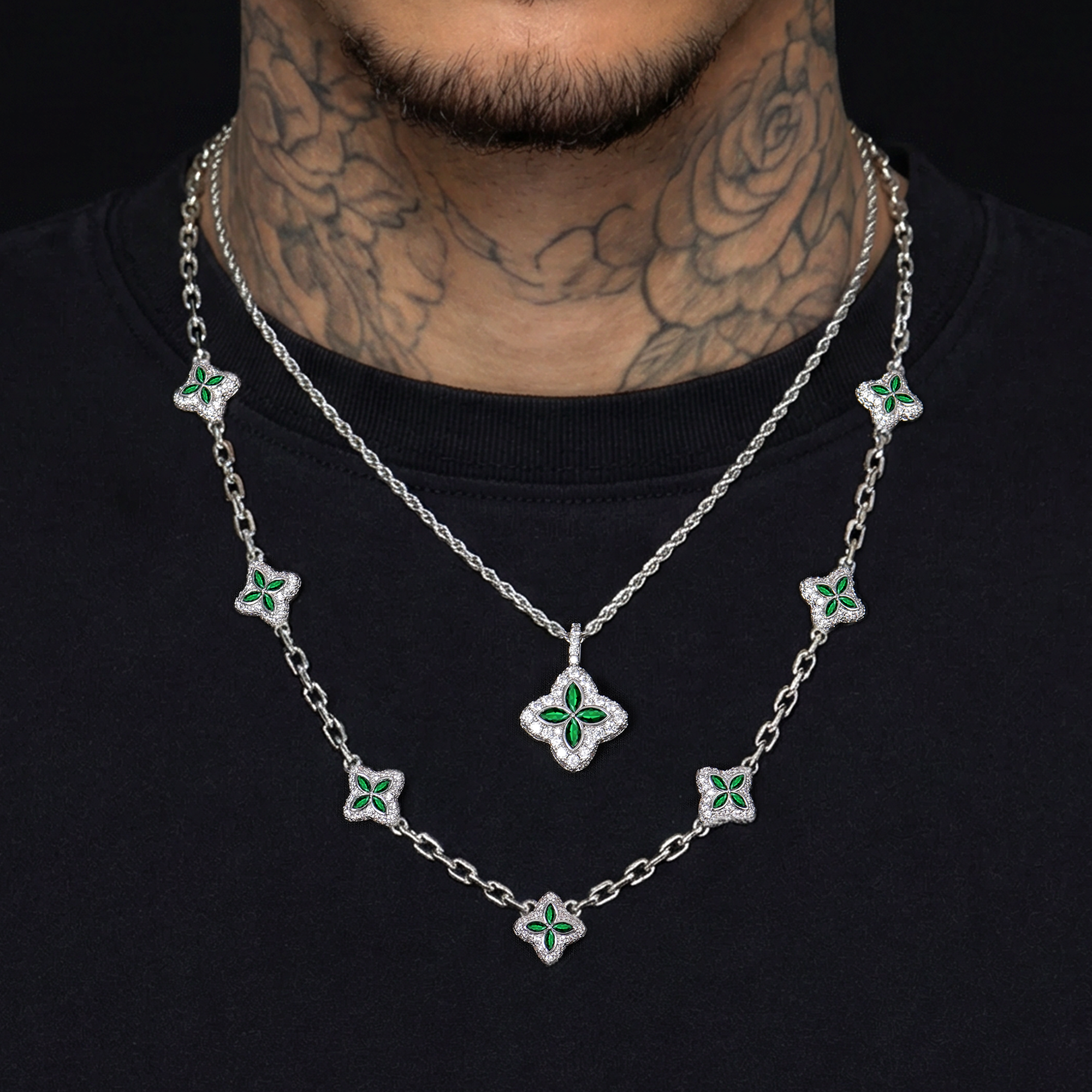 Cadena de trébol luminoso helado & Juego de pulseras