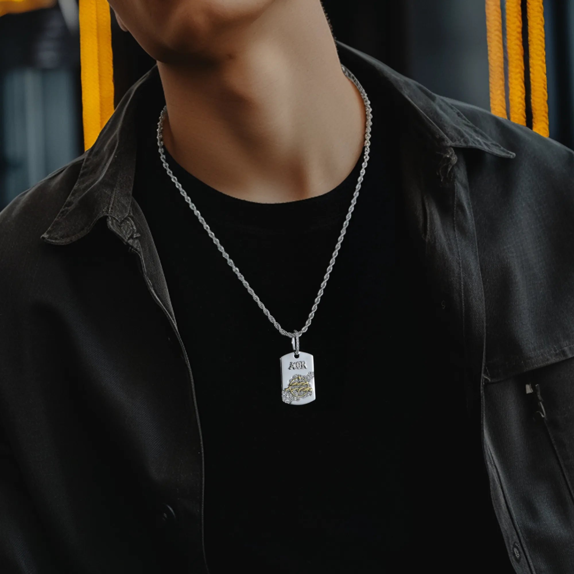 Moissanite Zodiac Dog Tag Pendant