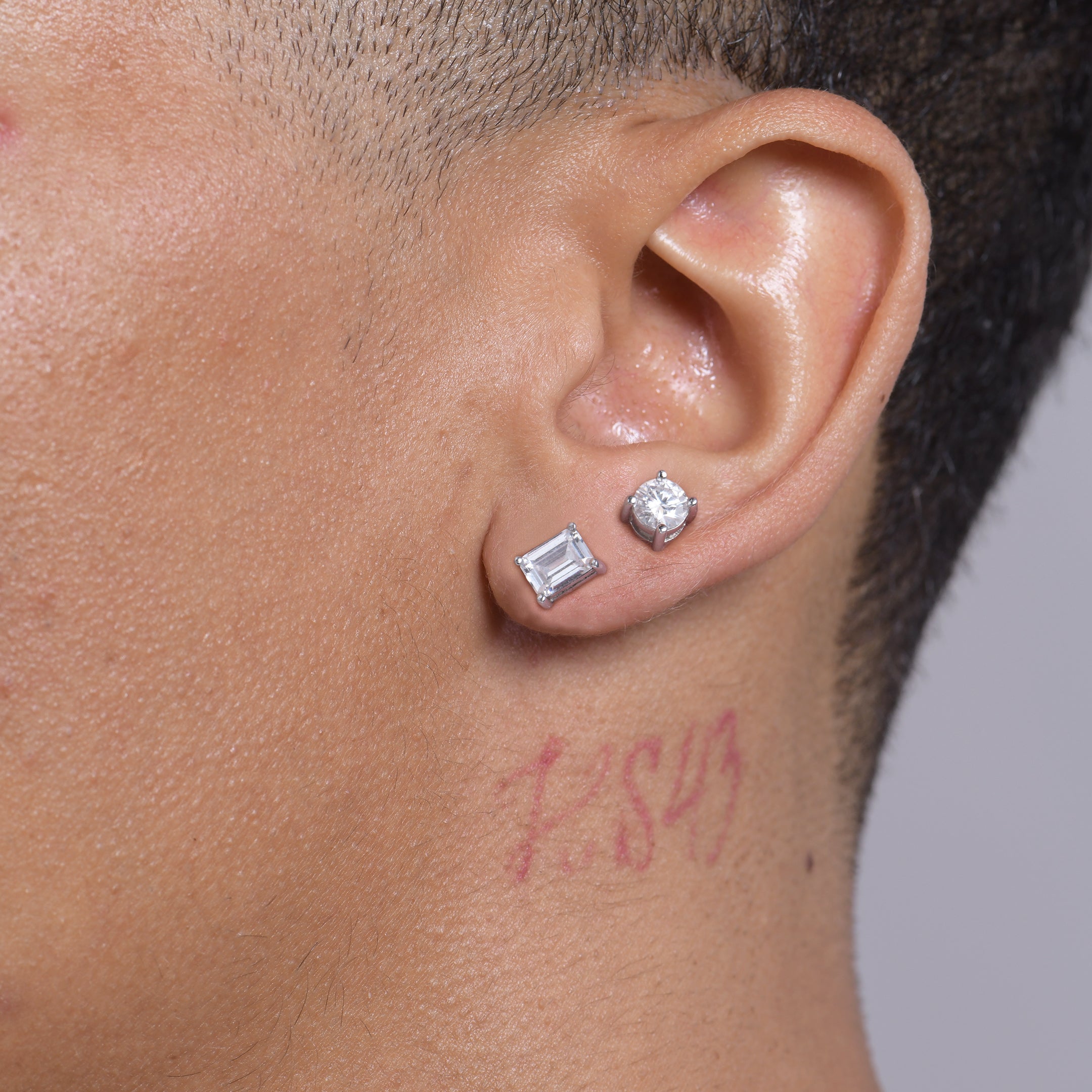 Moissanit-Smaragd & Ohrstecker-Set mit rundem Schliff