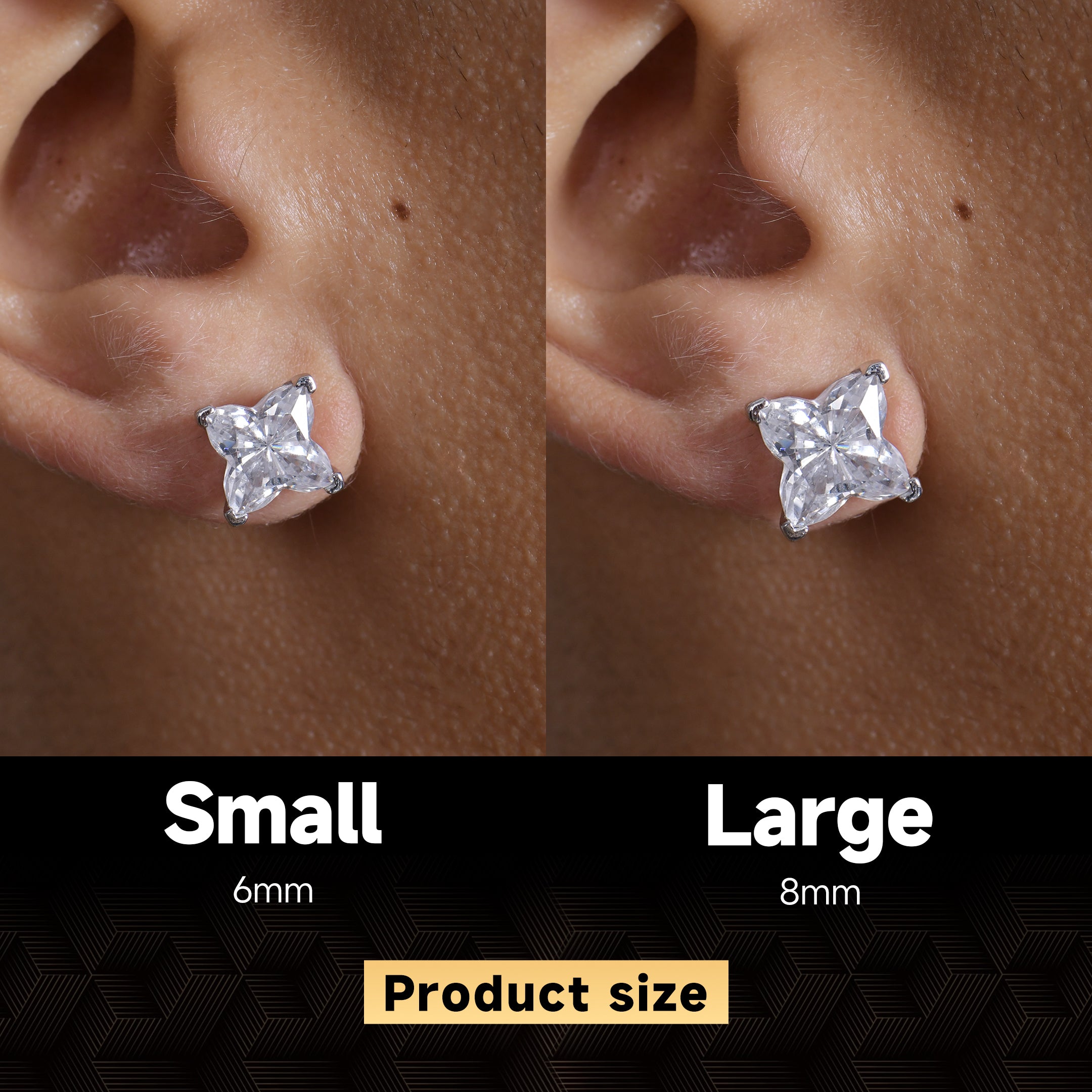 Moissanite S925 Solid Clover Cut Stud Earrings - White