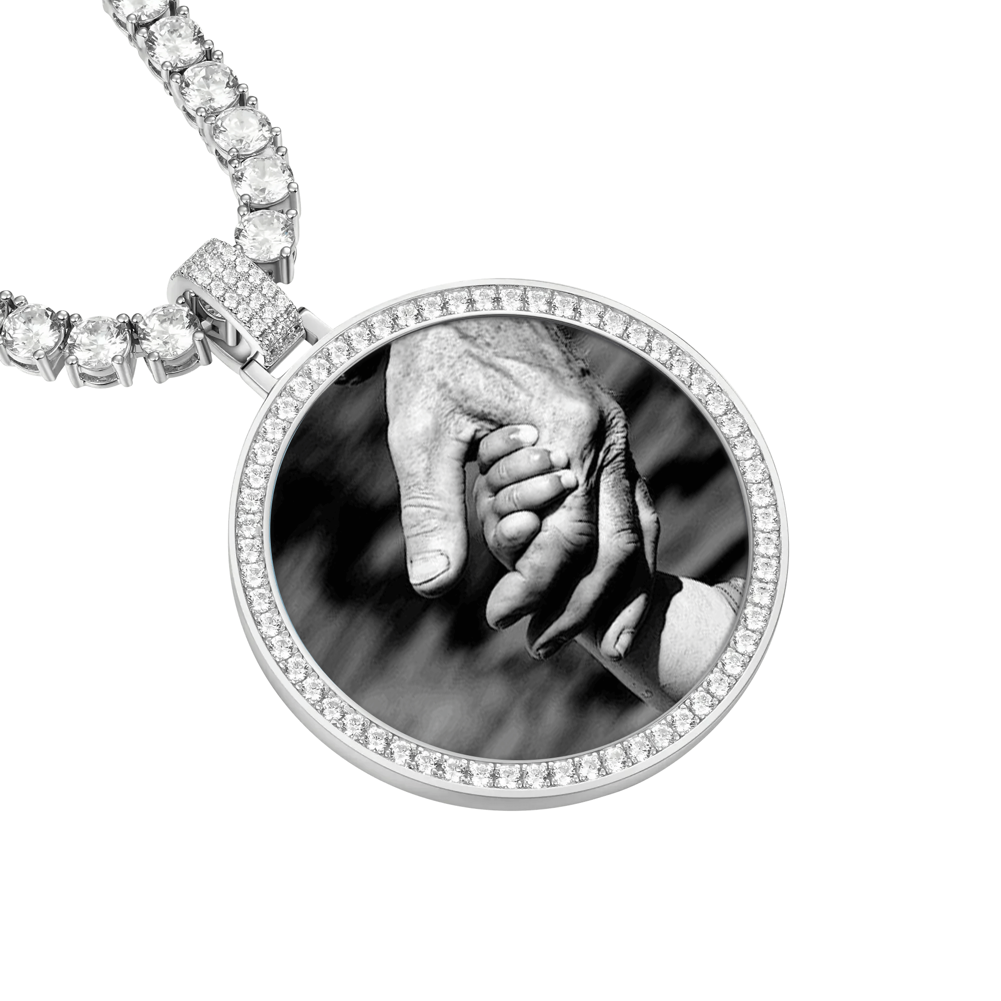 Custom Moissanite 46MM Photo Necklace Pendant