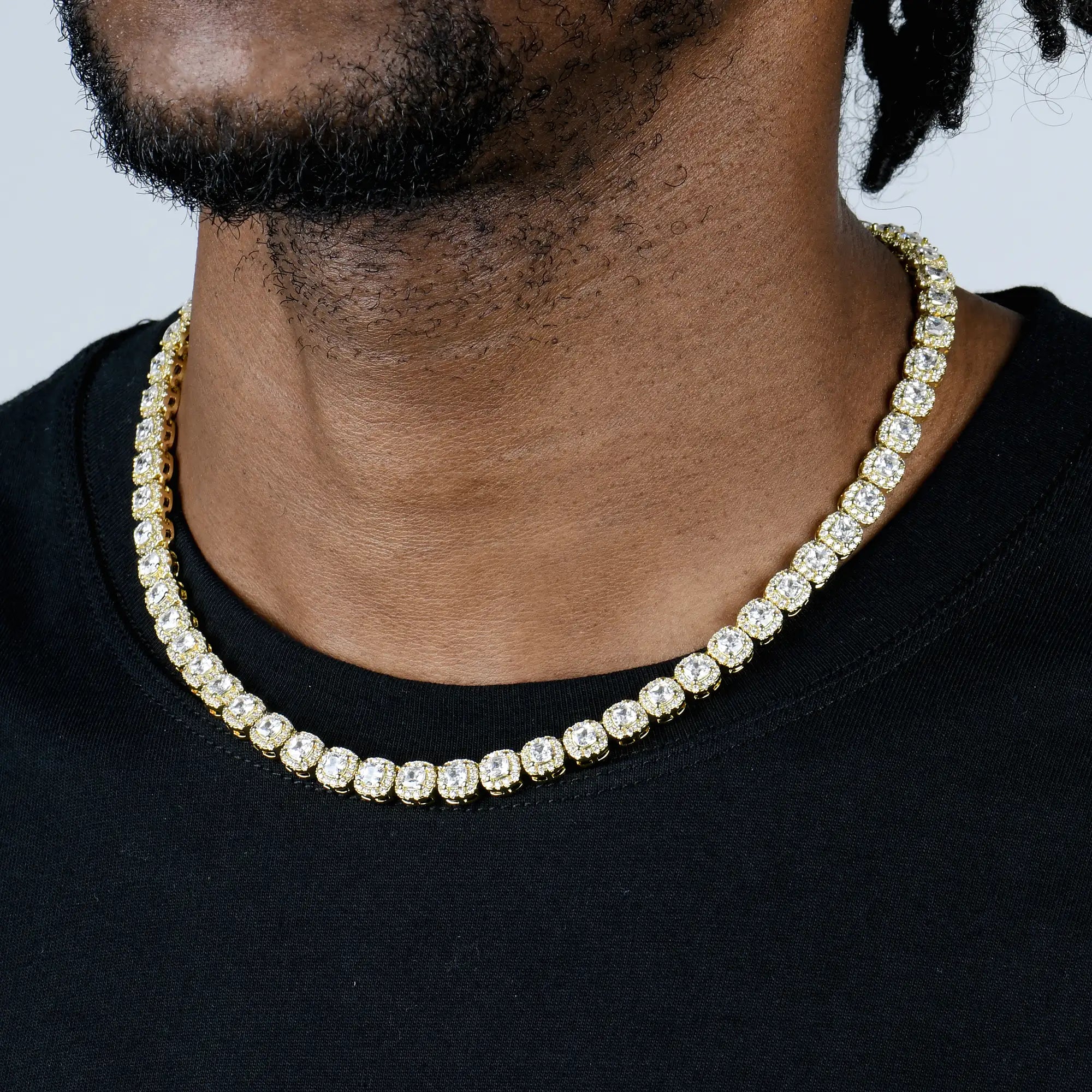 Cushion Cut Clustered Tennis Chain - 7mm