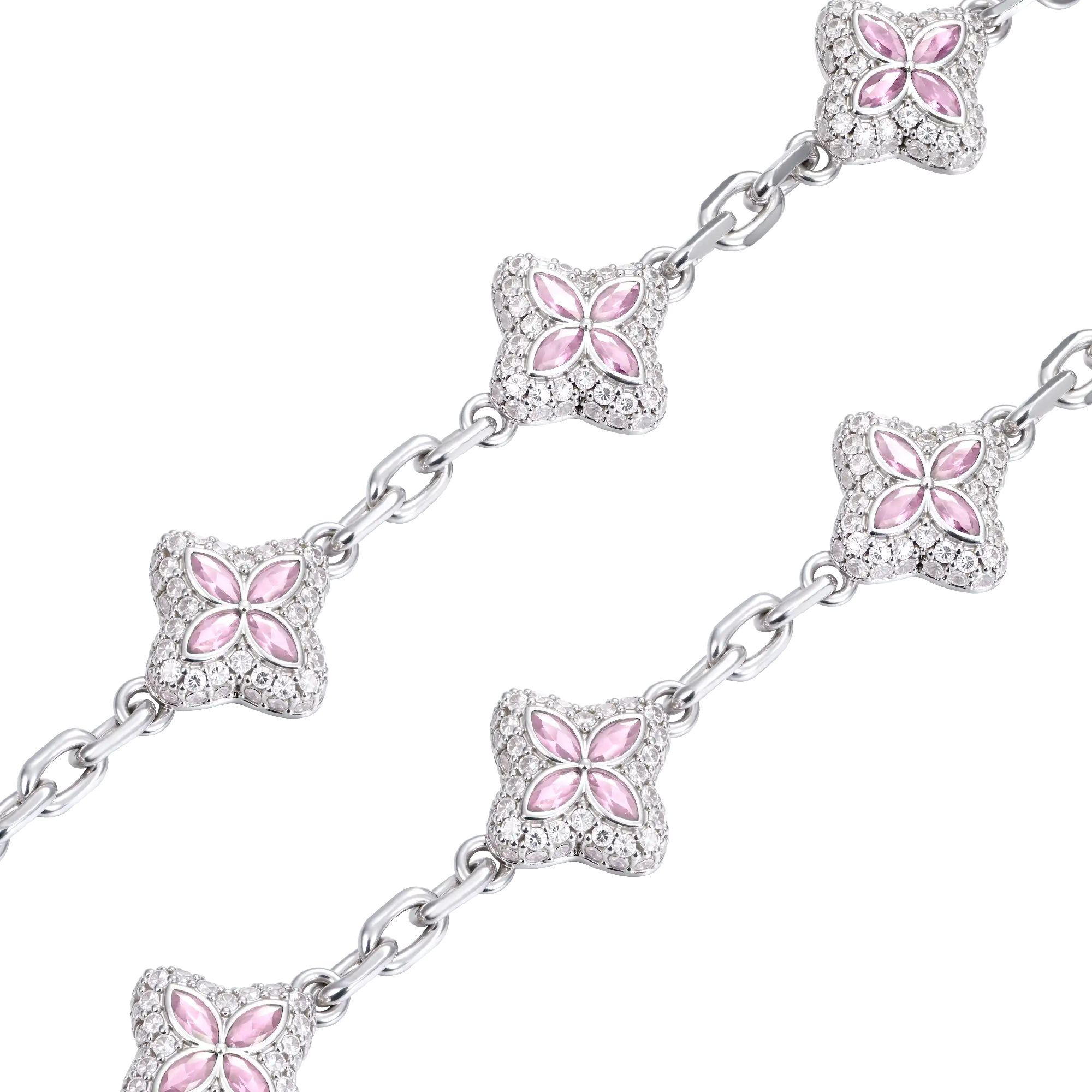 Verstellbares Iced Luminous Clover-Armband – rosafarbener Diamant