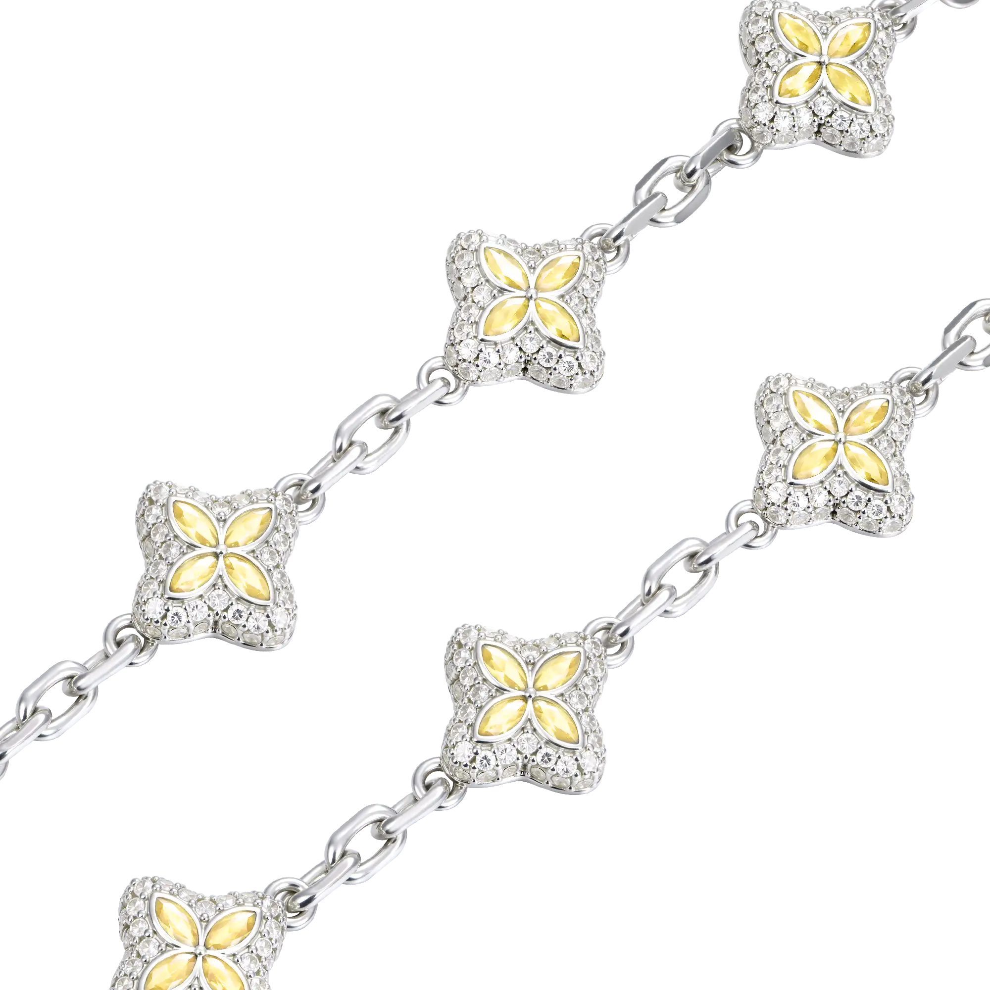 Bracelet Ajustable Trèfle Lumineux Glacé - Diamant Jaune