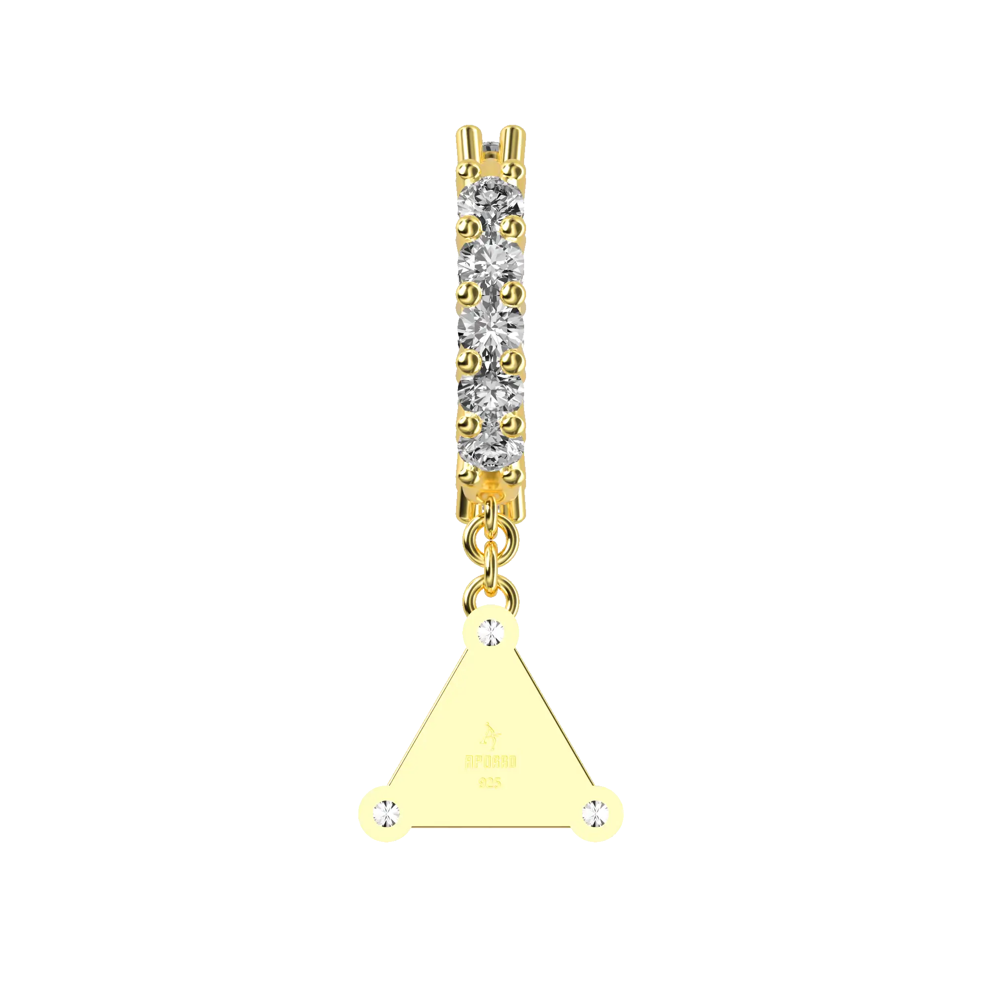 Women's Triangle Baguette Mix Halo Dangly Earrings - Pair