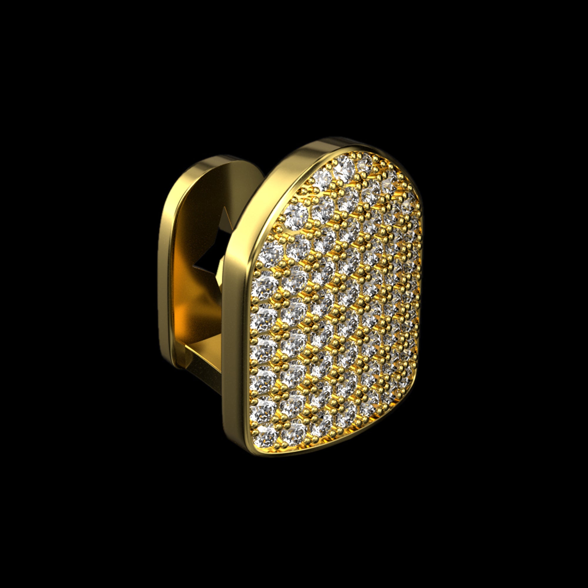 Pre-made Single/Double Cap Iced Out Gold Grillz