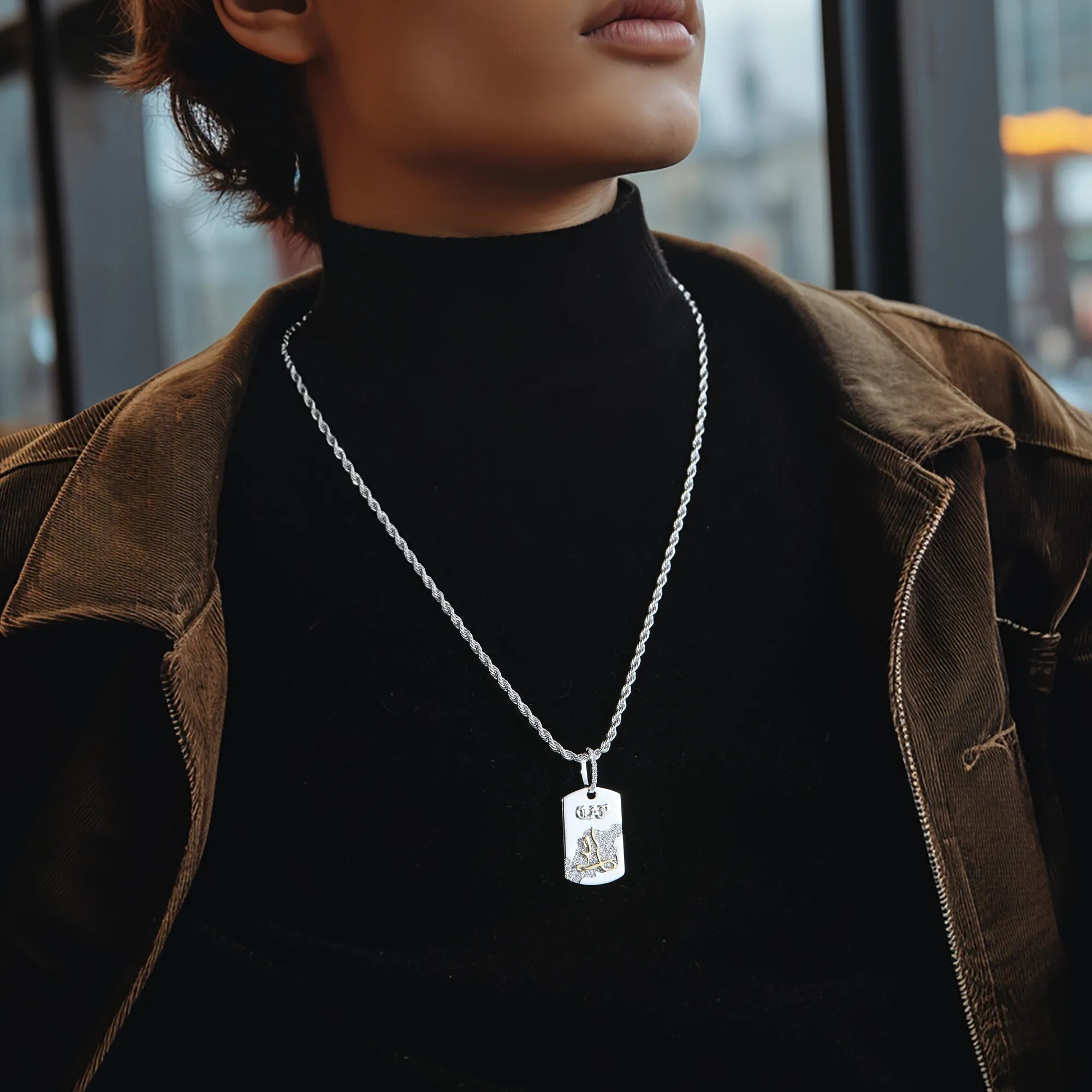 Moissanite Zodiac Dog Tag Pendant