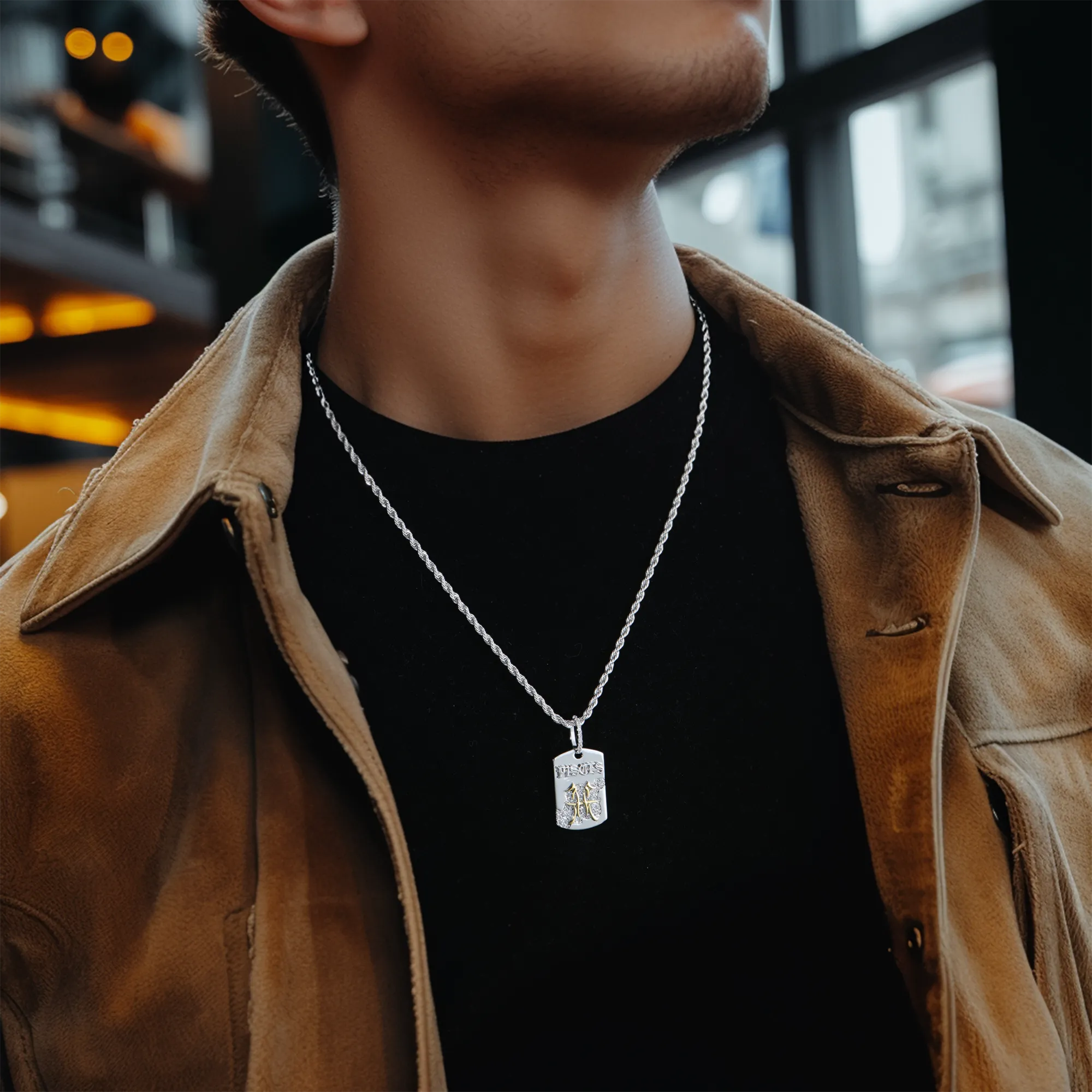 Moissanite Zodiac Dog Tag Pendant