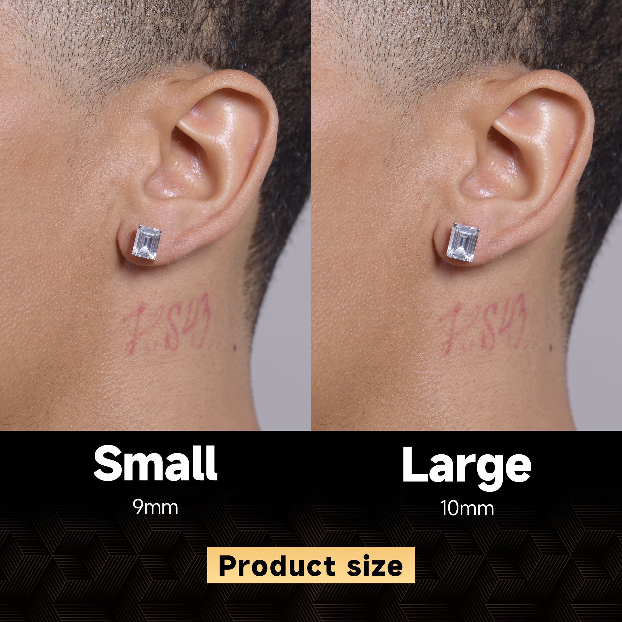 Moissanite S925 Emerald Cut Stud Earrings