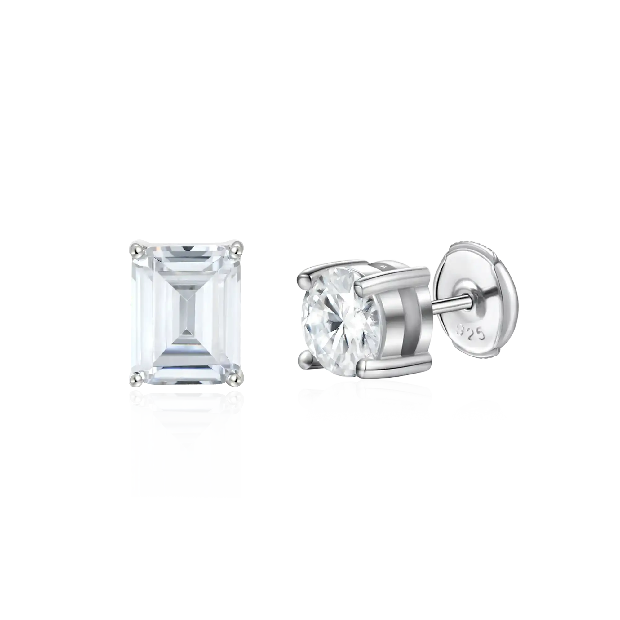 Moissanite S925 Smeraldo & Set di orecchini a bottone con taglio rotondo