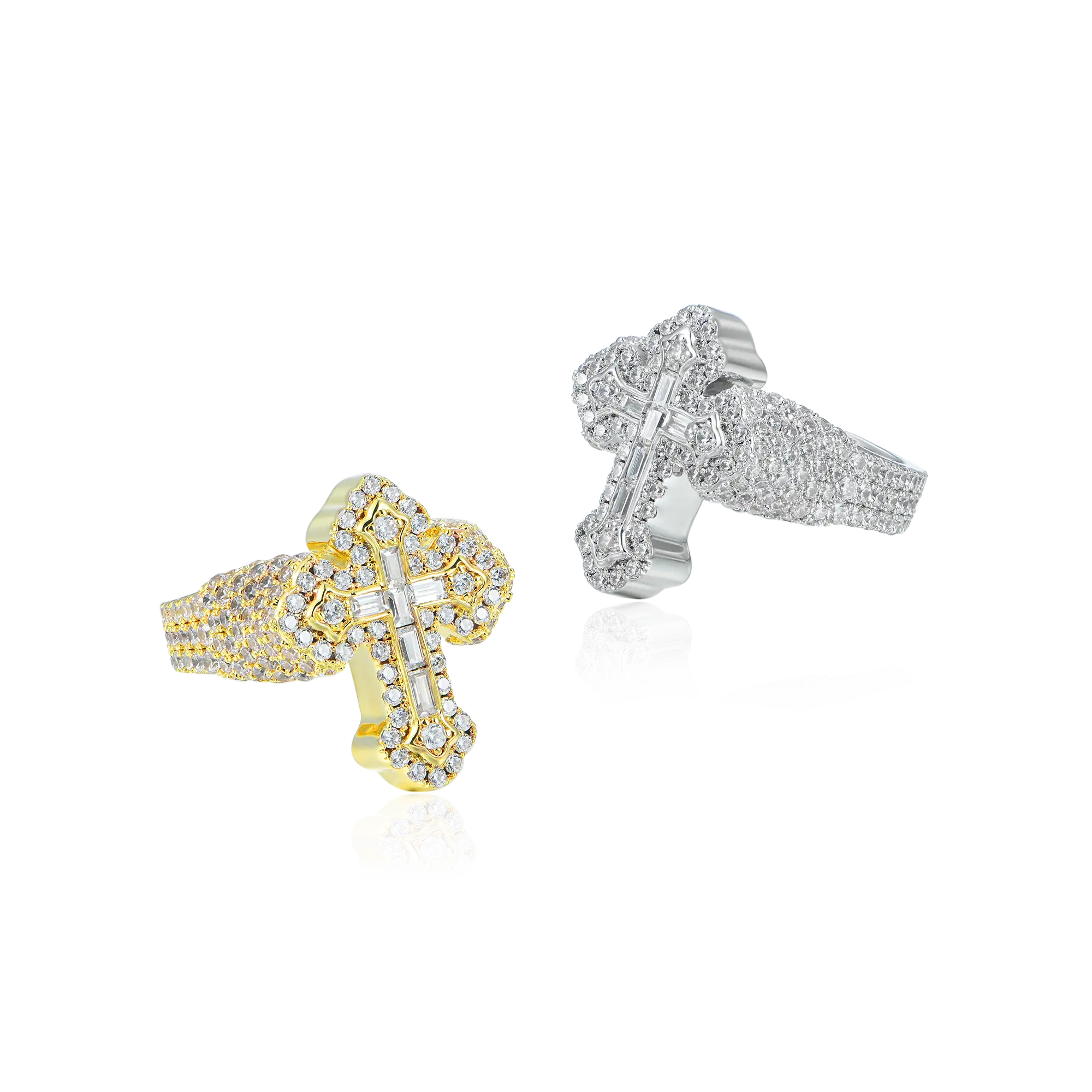 Bague Croix Glacée Baguette