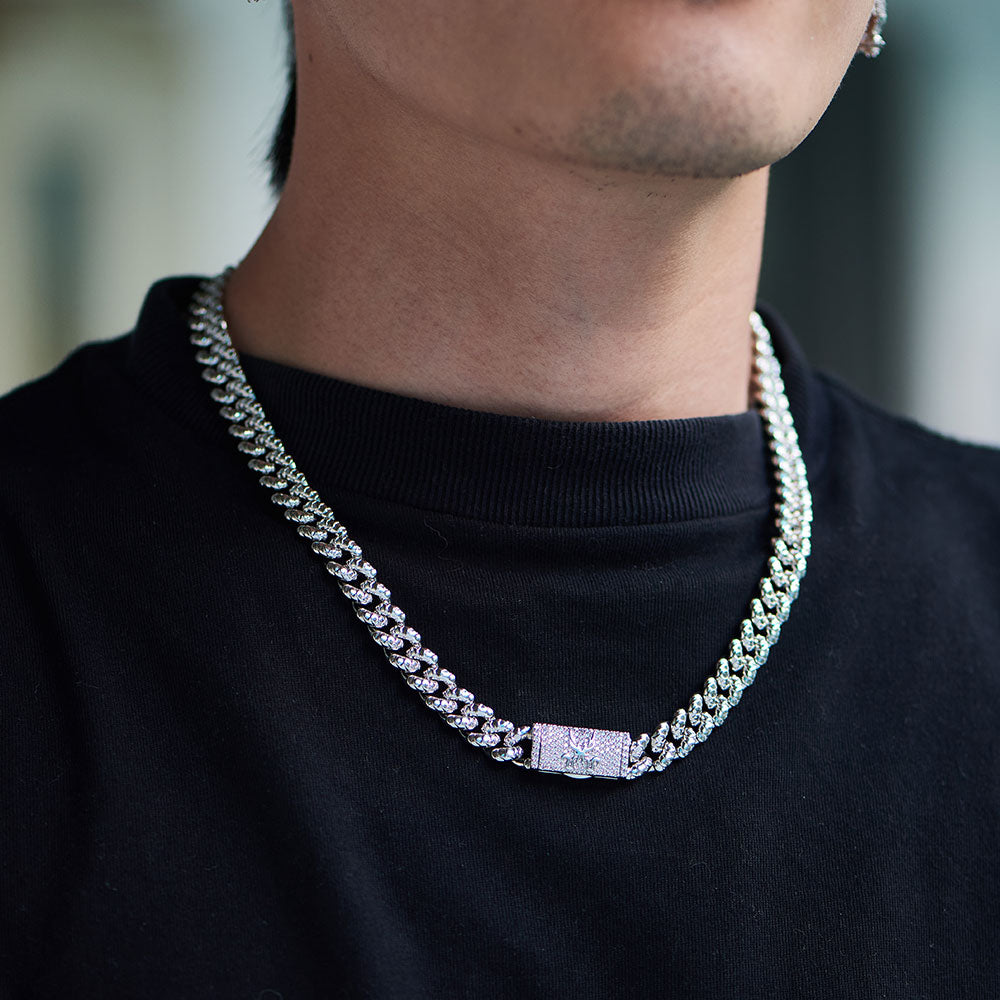 Cadena curvada cubana Miami con cierre de caja de dragón WONG - 10 mm