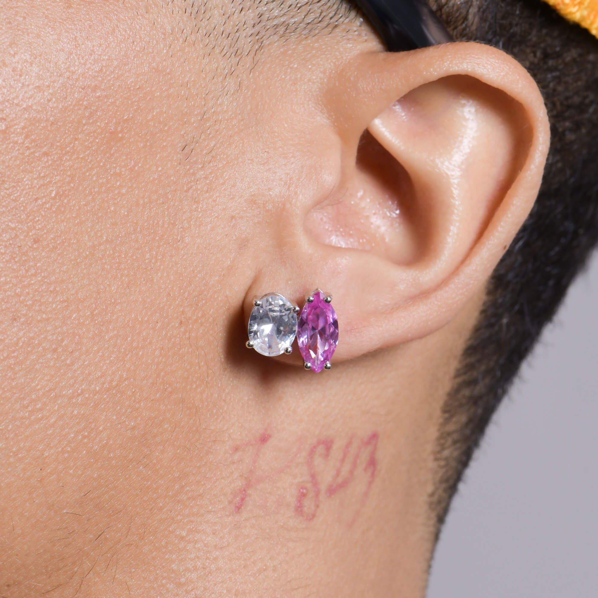 Moissanite Toi et Moi Stud Earrings – Oval & Marquise