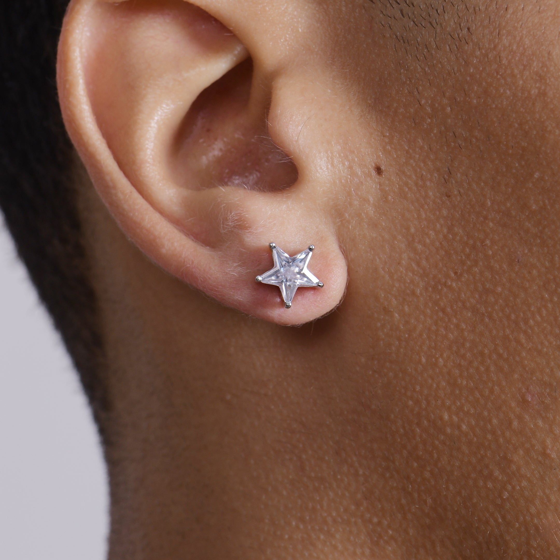 Moissanite Pentagram Stud Earrings