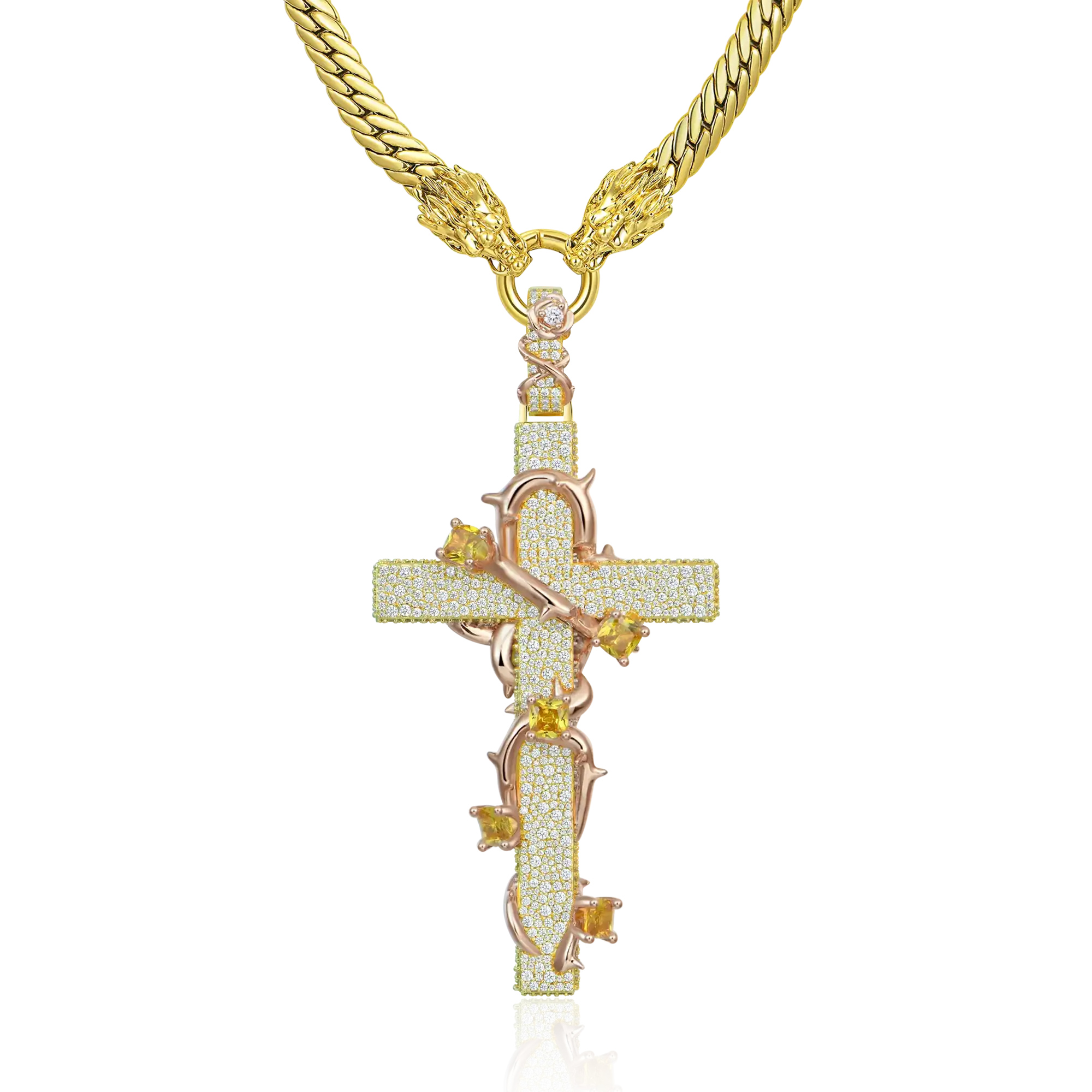 Thorned Cross Dragon Chain & Pendant Set