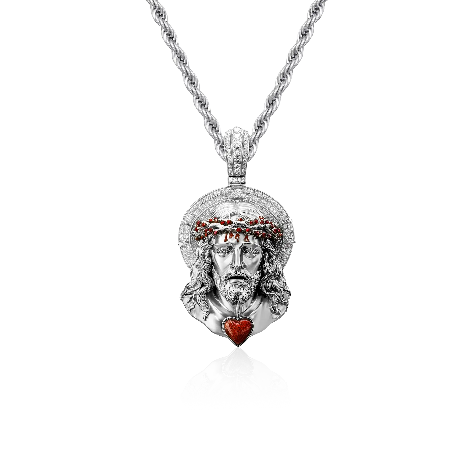 Divine Flames Jesus Pendant - 38mm