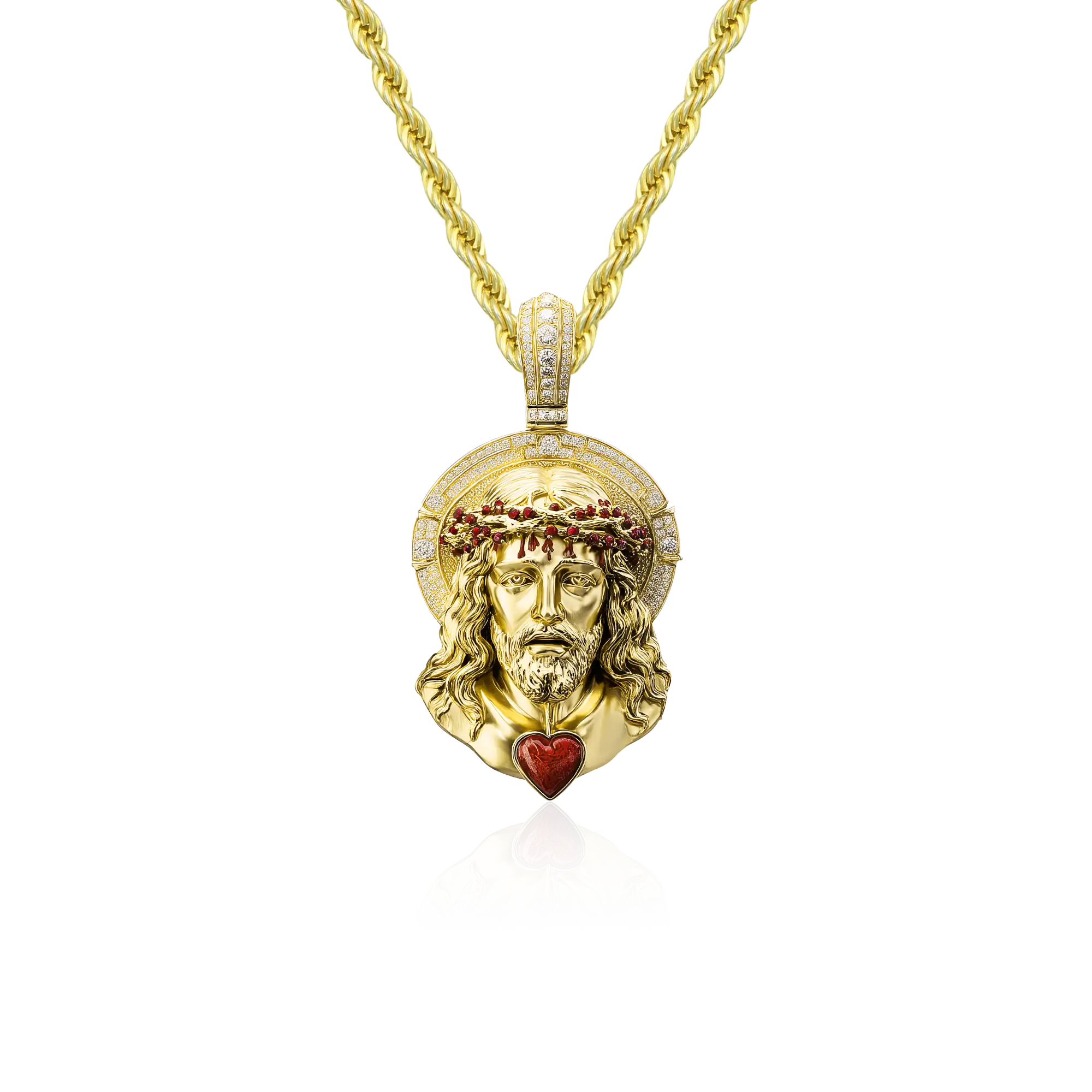 Divine Flames Jesus Pendant - 38mm