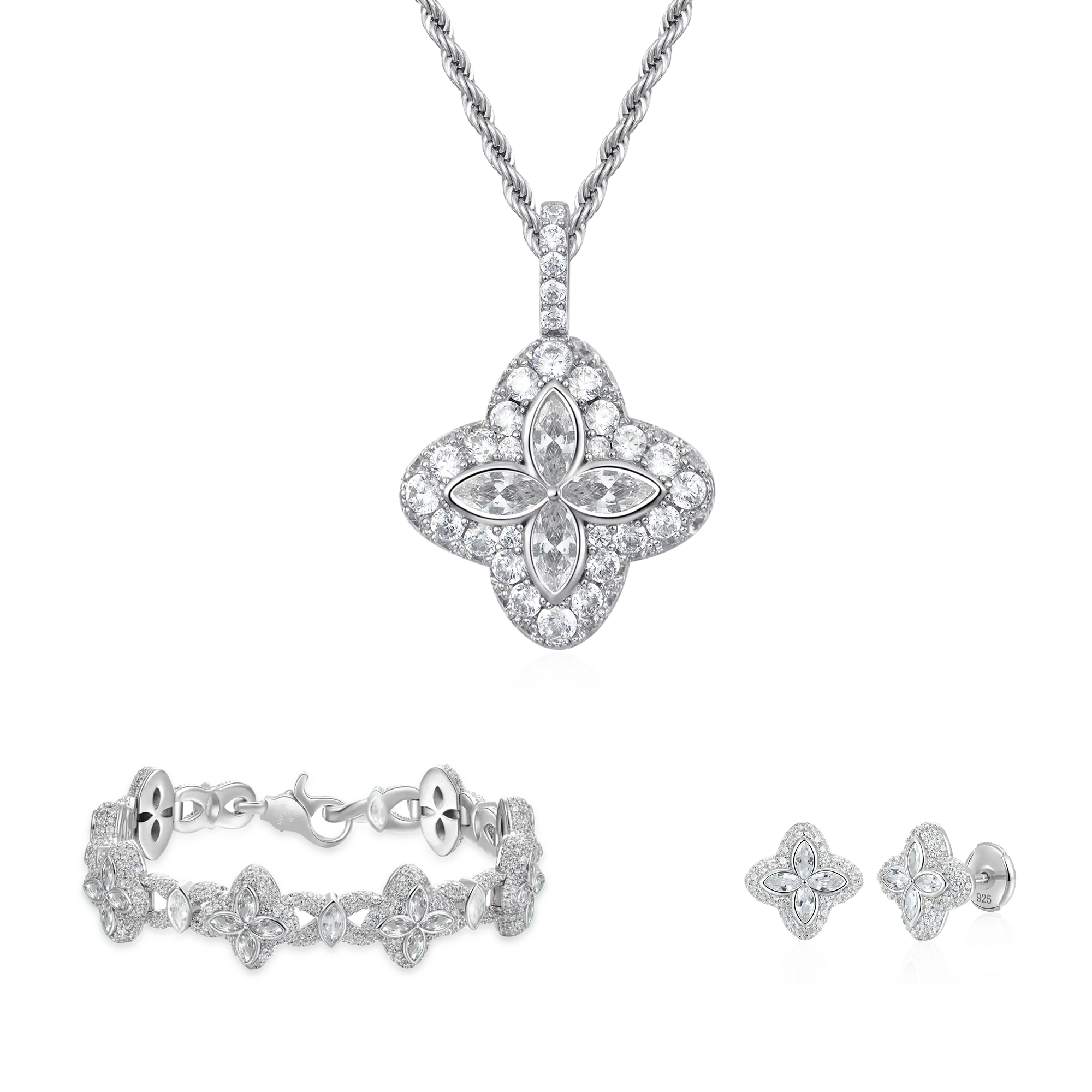 Set trifoglio del ghiaccio fortunato - diamante bianco