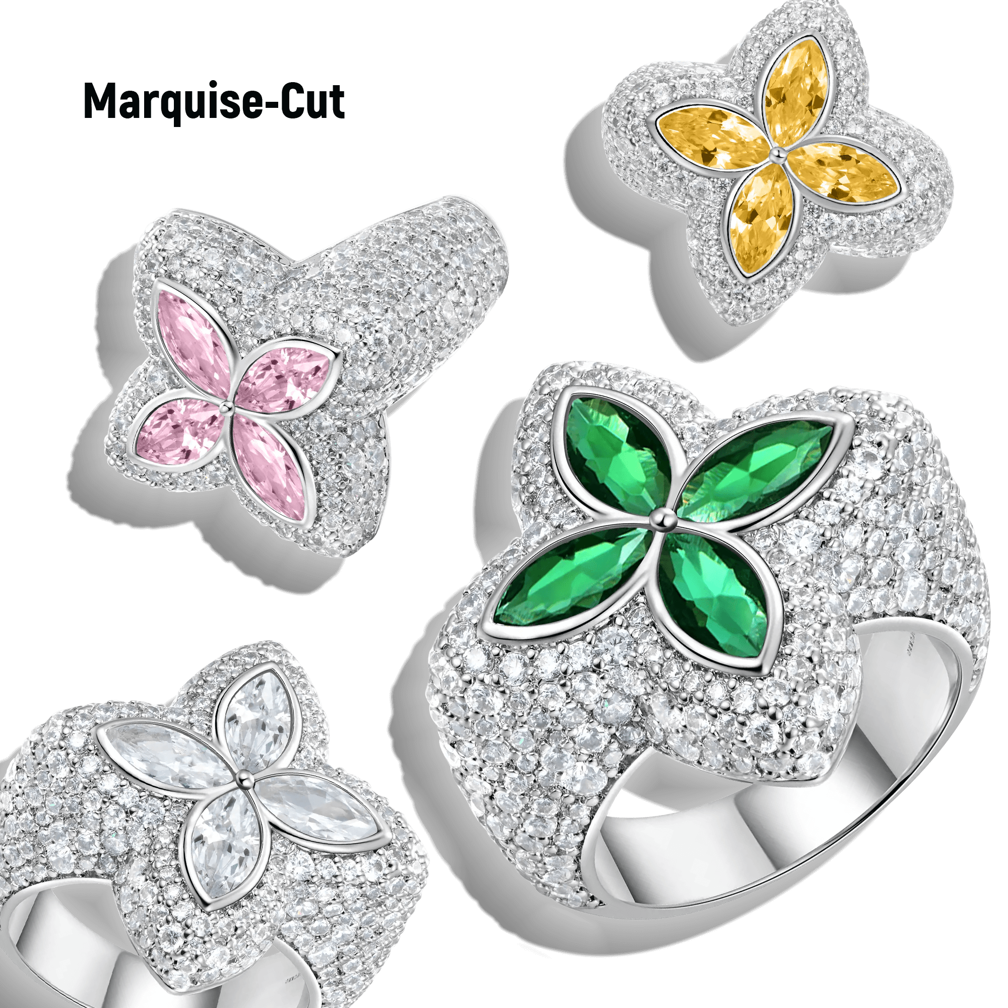 Iced Luminous Clover Ring - Pink Diamond