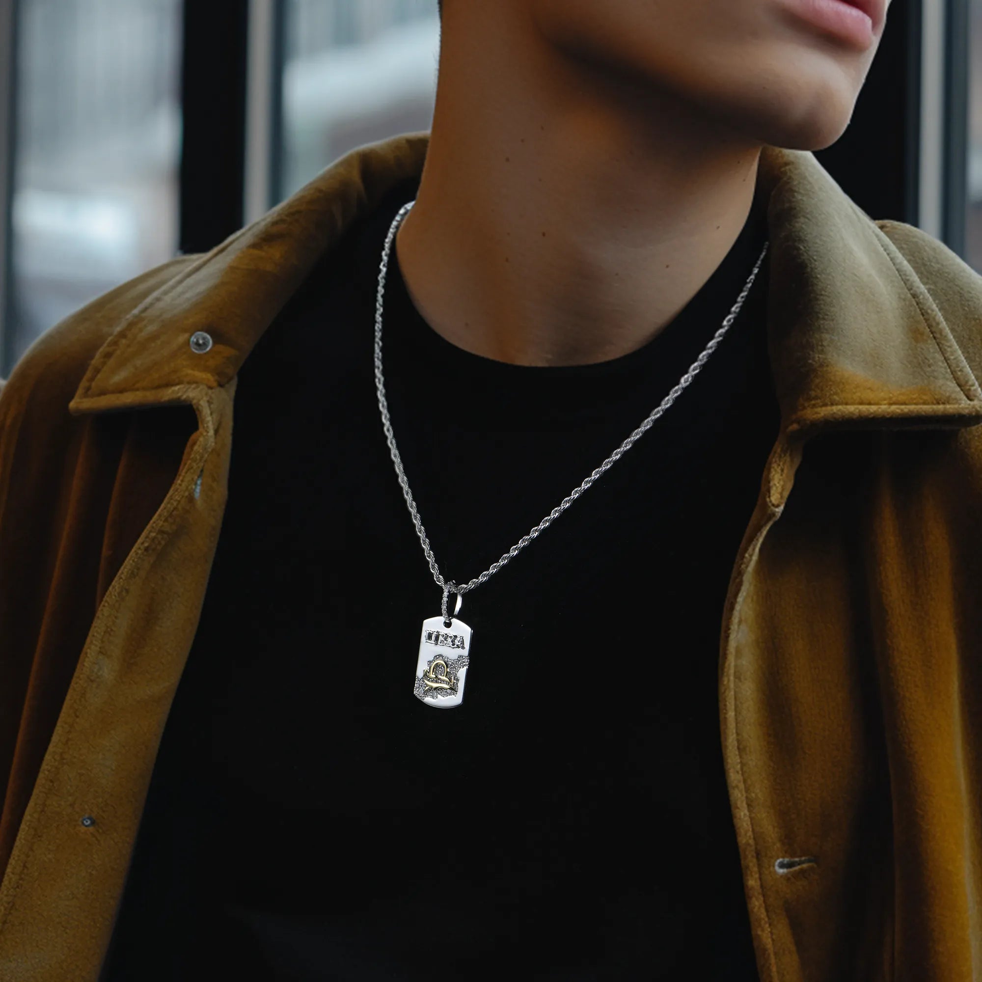 Moissanite Zodiac Dog Tag Pendant