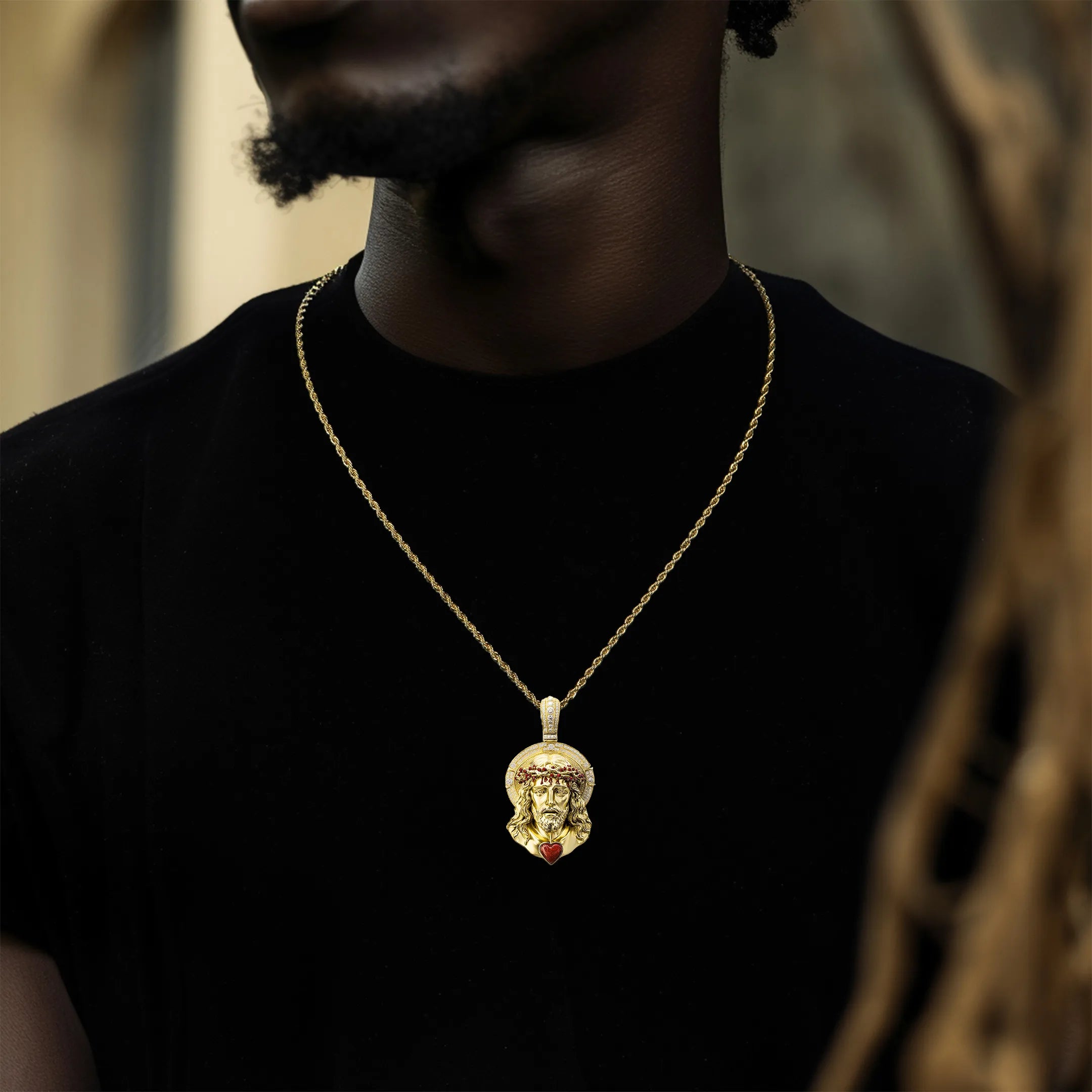 Divine Flames Jesus Pendant - 38mm