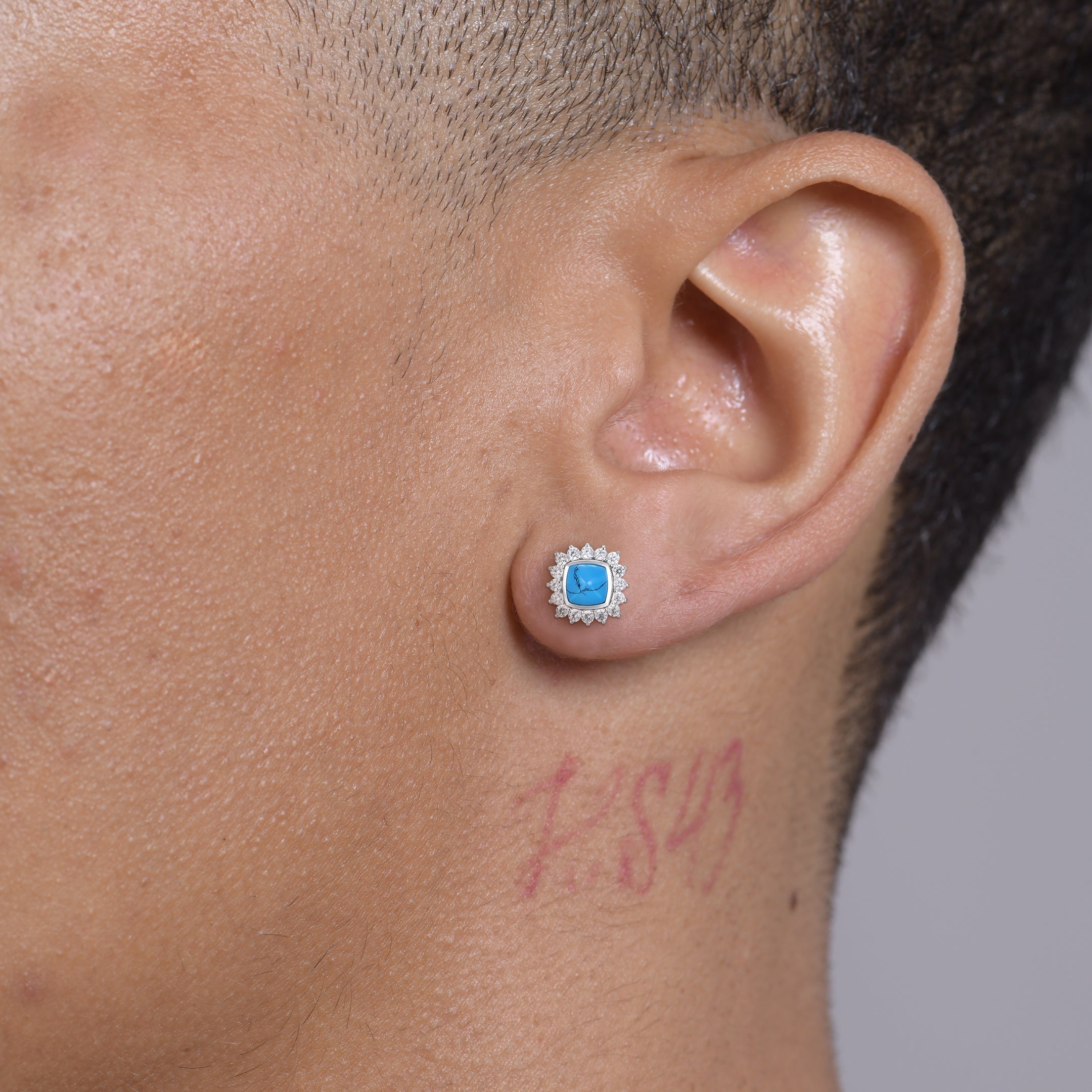 Boucles d'oreilles détachables Halo Turquoise S925