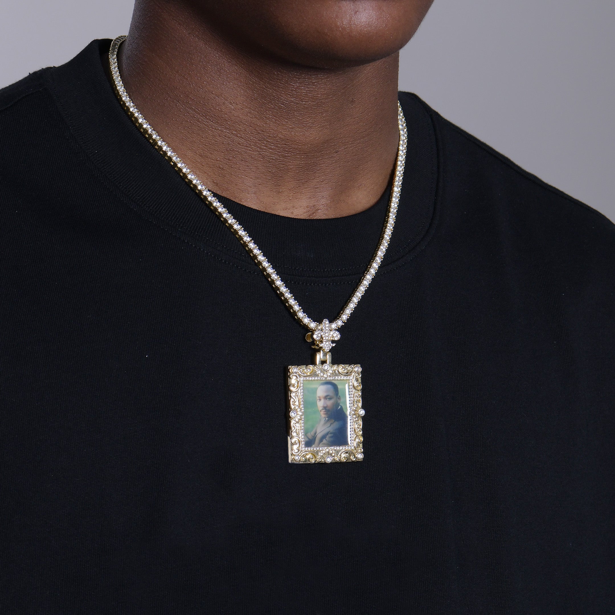 Custom Greek Pattern Vintage Rectangular Photo Pendant