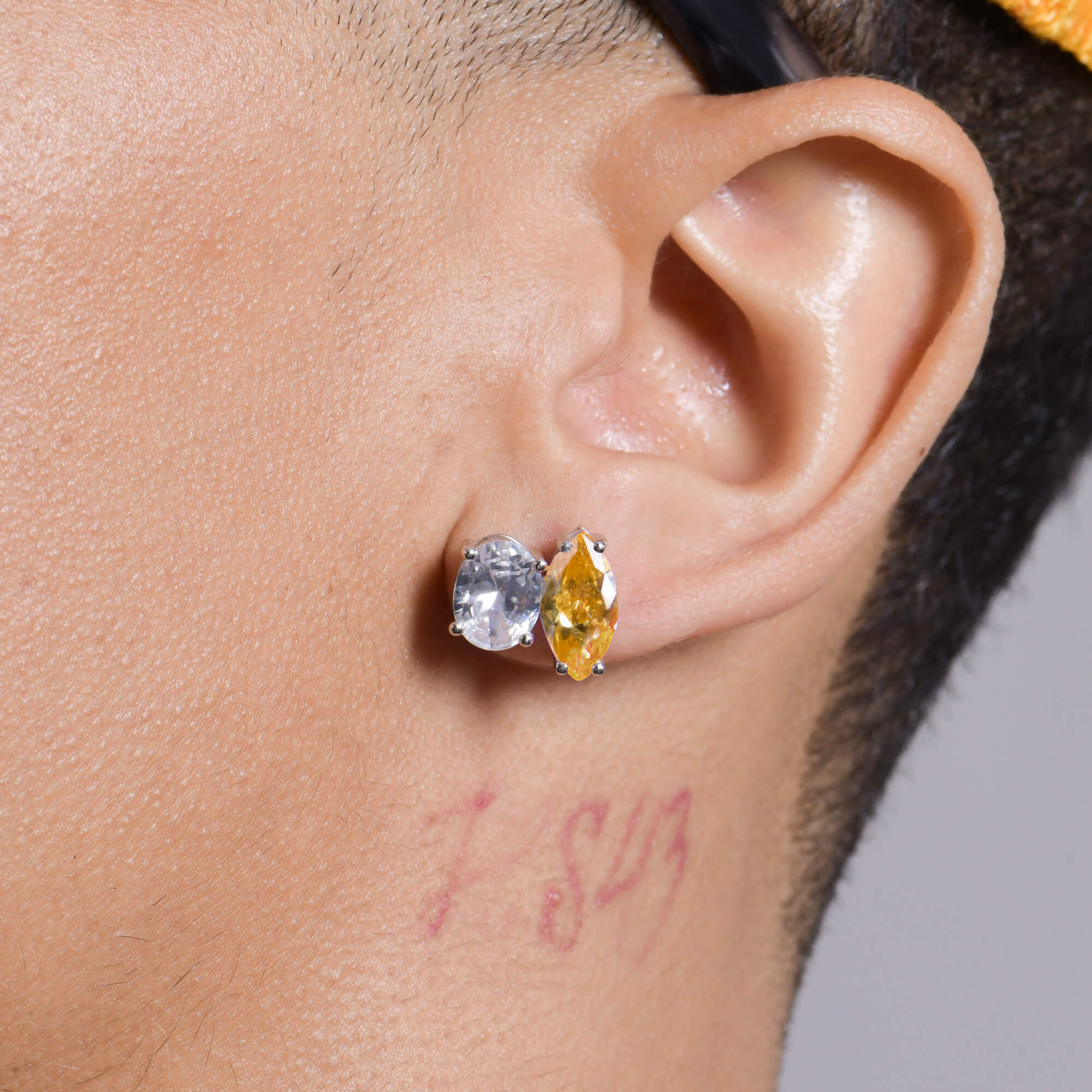Moissanite Toi et Moi Stud Earrings – Oval & Marquise