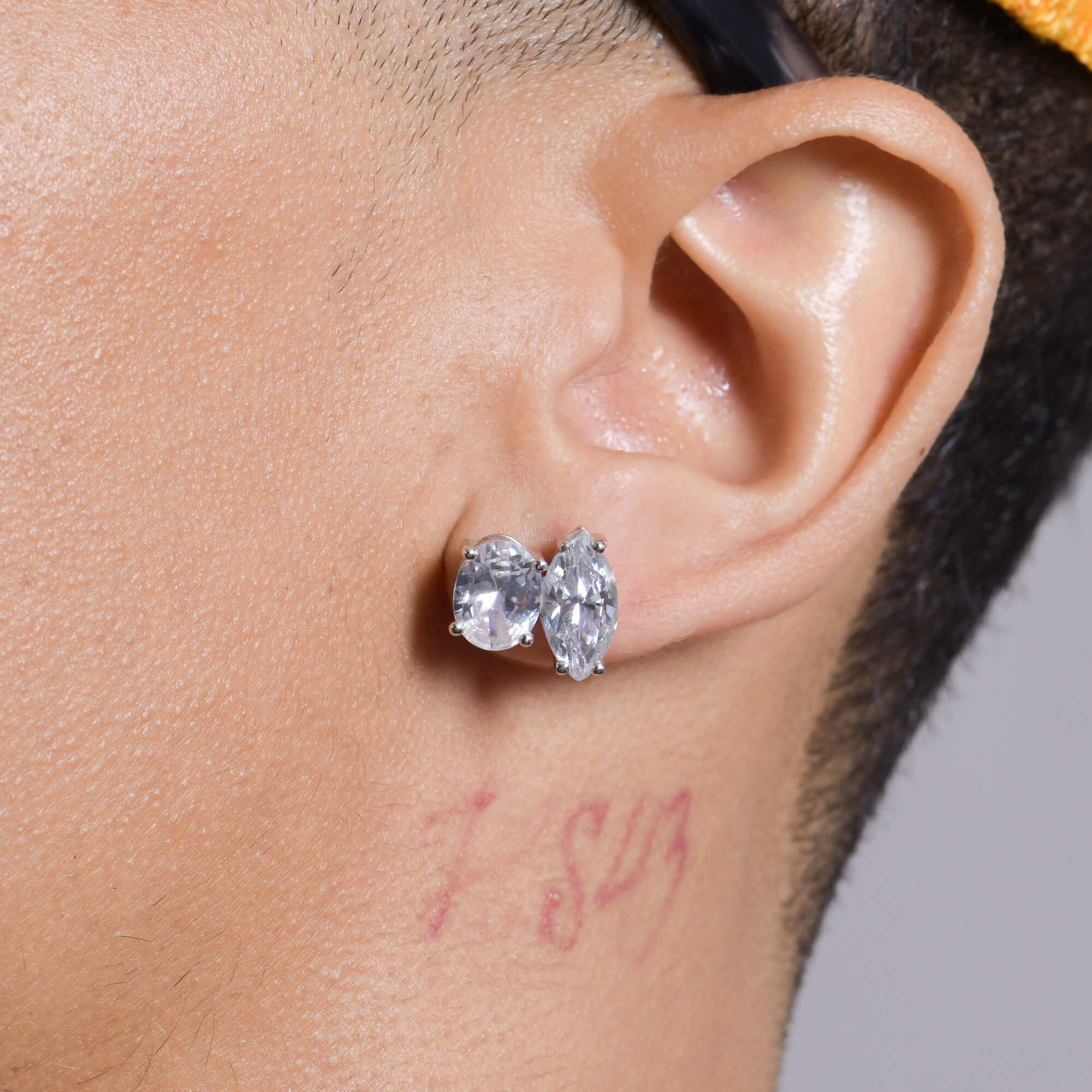 Moissanite Toi et Moi Stud Earrings – Oval & Marquise
