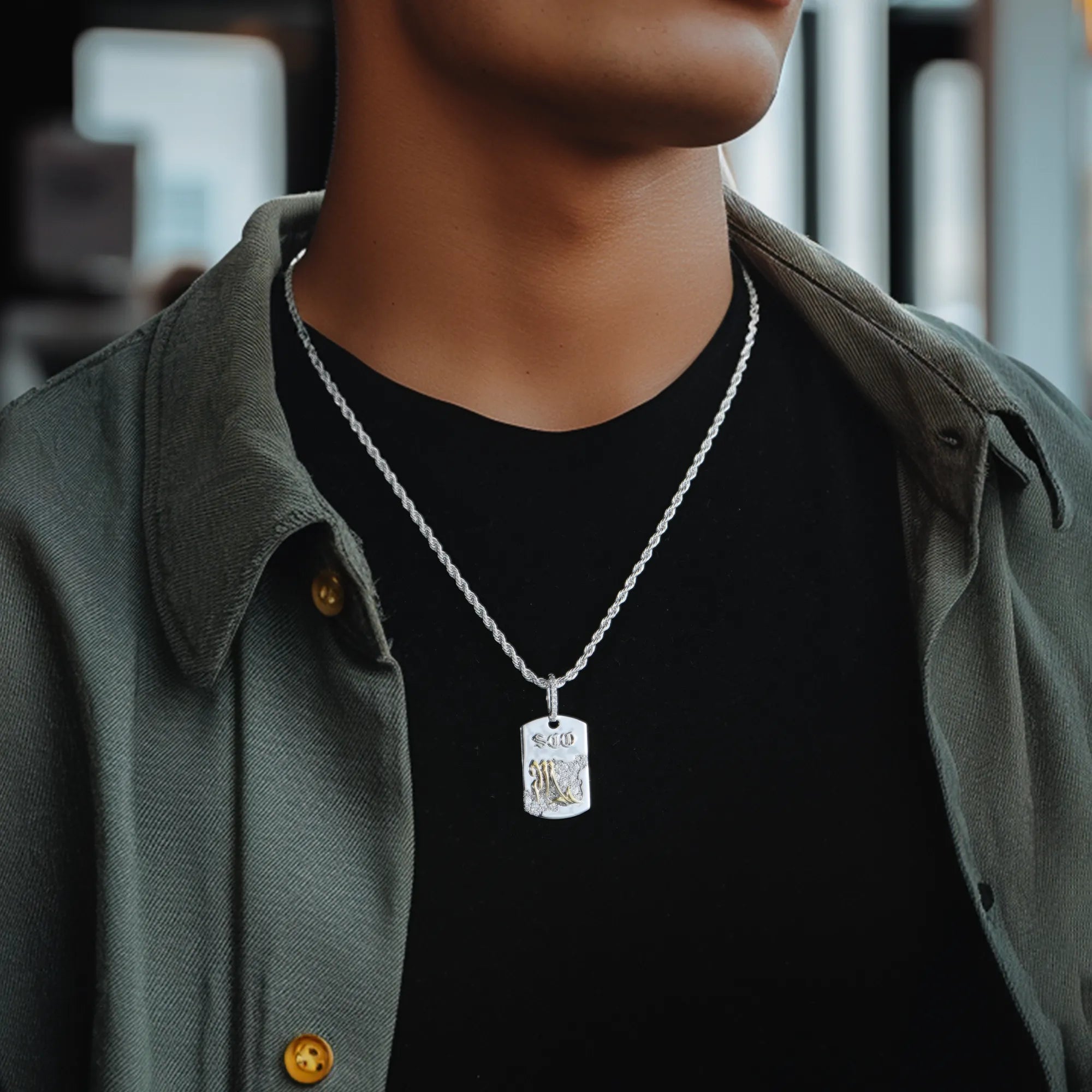 Moissanite Zodiac Dog Tag Pendant