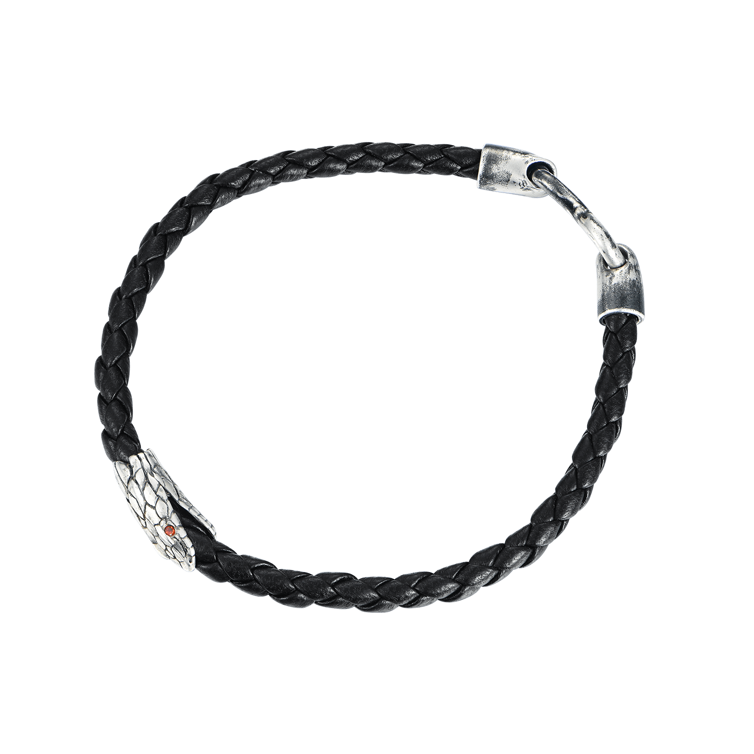 Bracelet en cuir de serpent noir Infinity