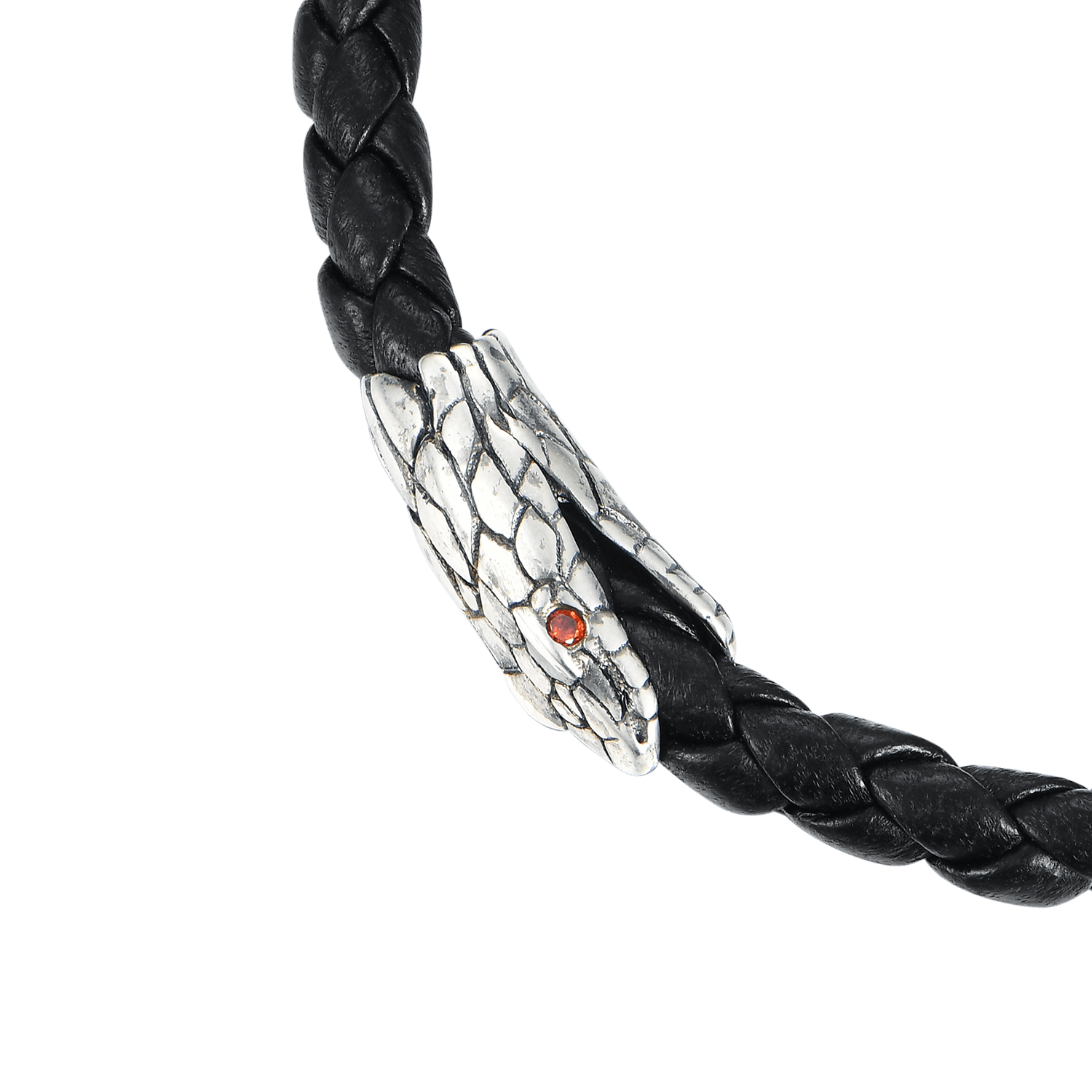 Bracelet en cuir de serpent noir Infinity