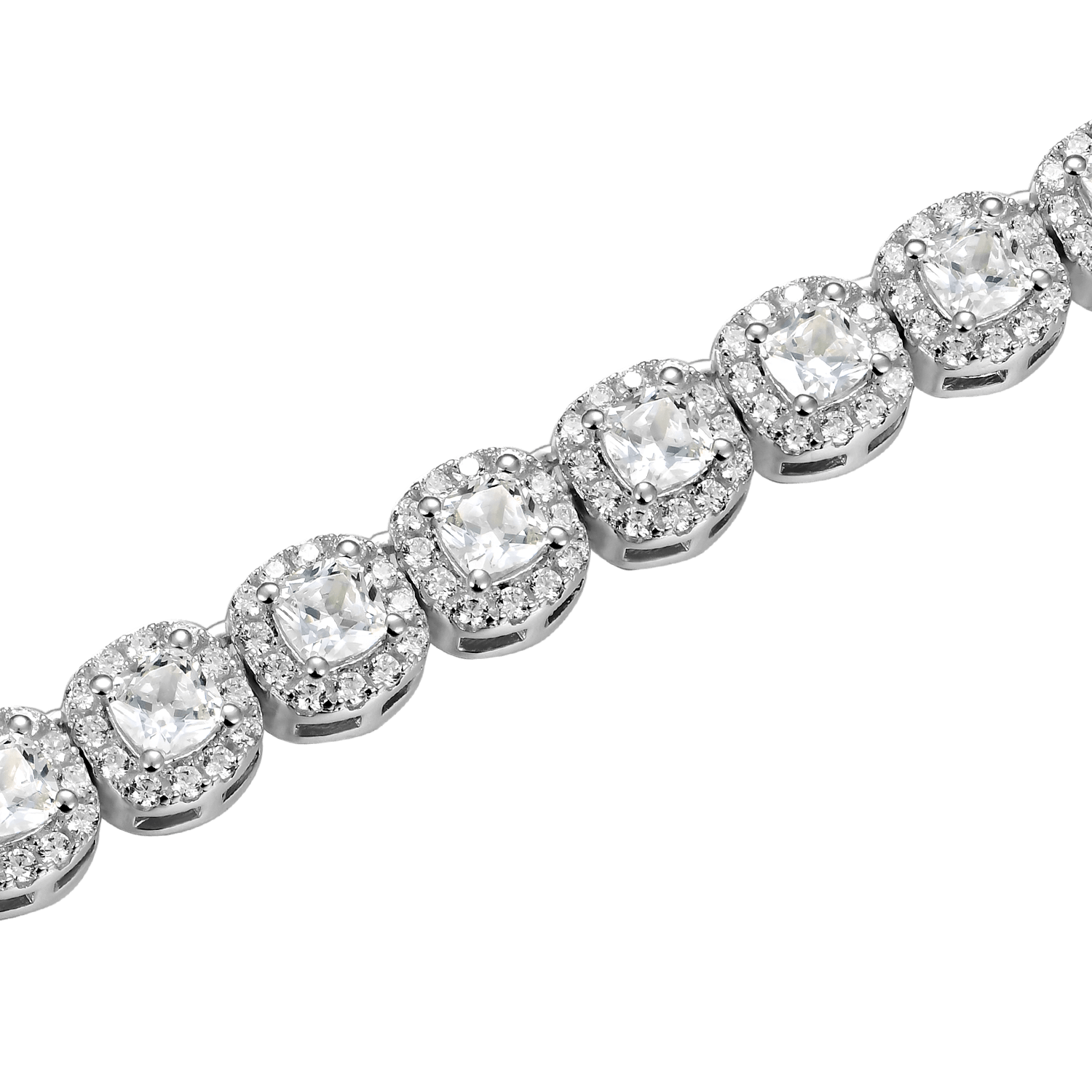 Moissanite Cushion-Cut Clustered Tennis Bracelet - 7mm