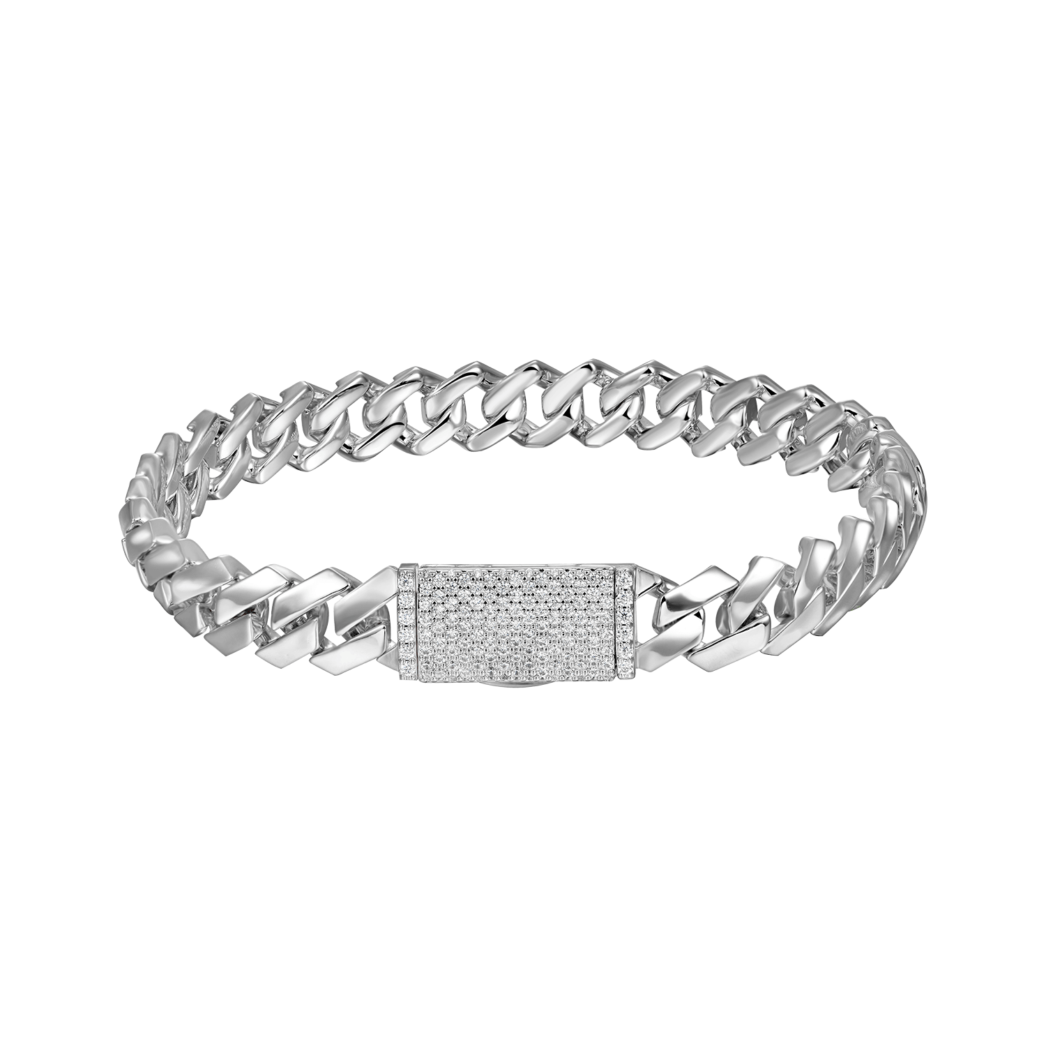 Pulsera de enlace cubano de doras de oro liso moissanite - 8 mm