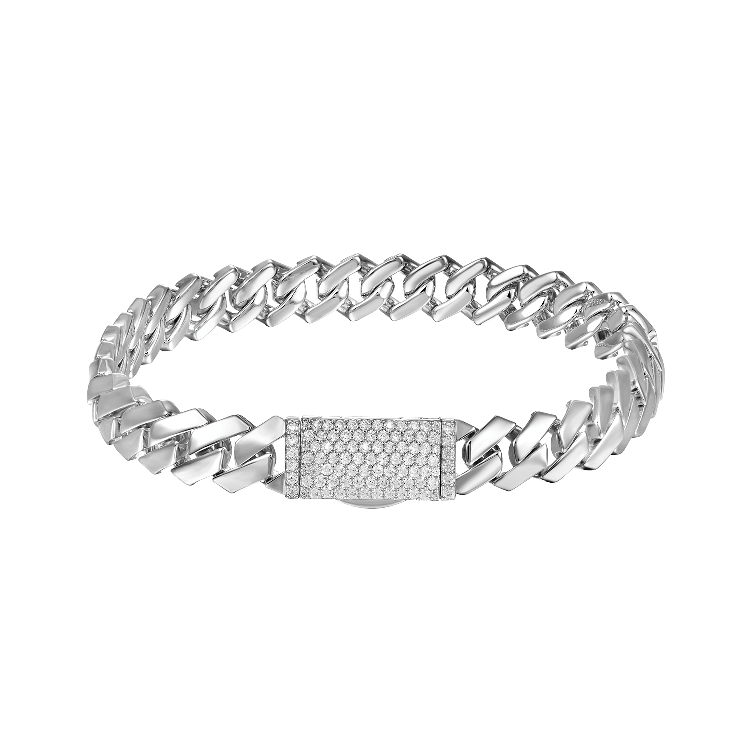 Pulsera de enlace cubano de doras de oro liso moissanite - 10 mm