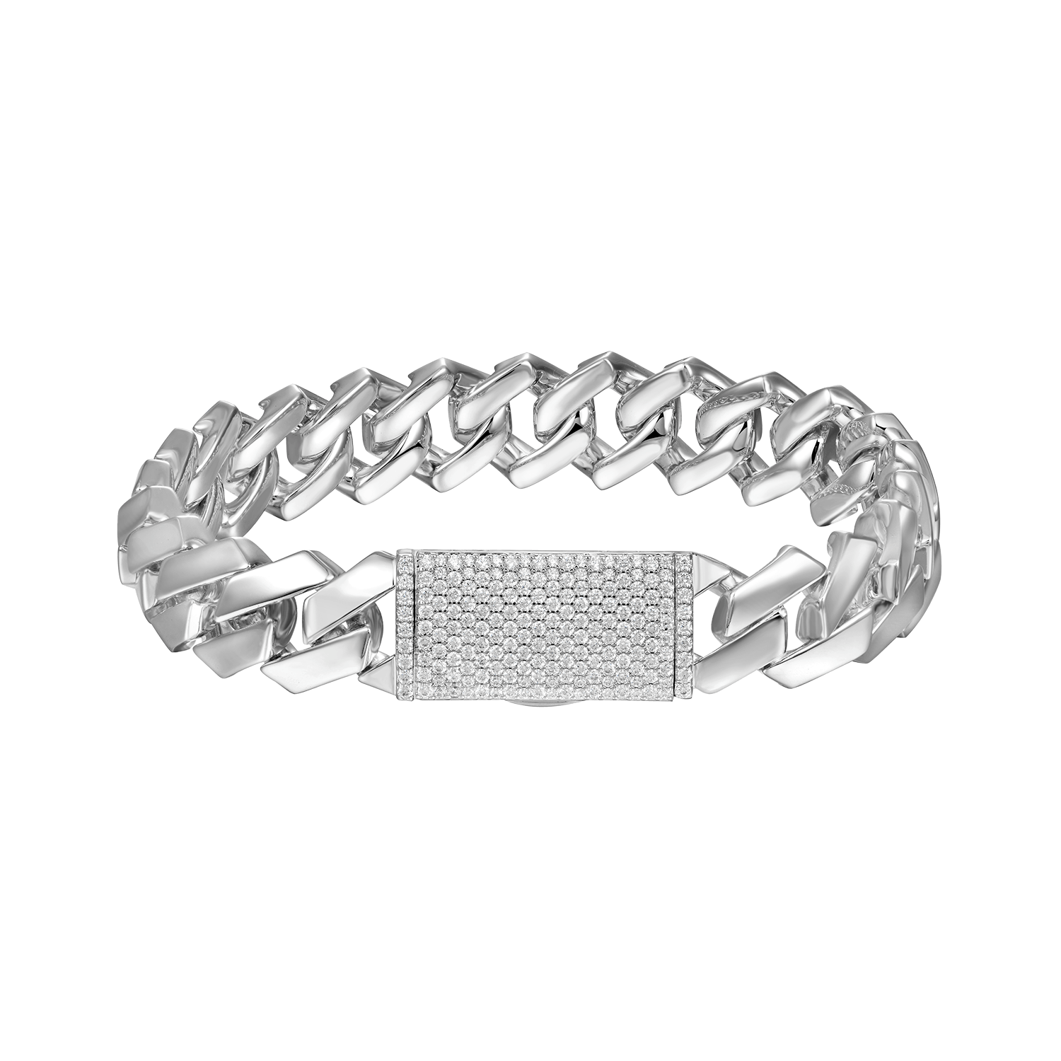 Pulsera de enlace cubano de doras de oro liso moissanite - 12 mm