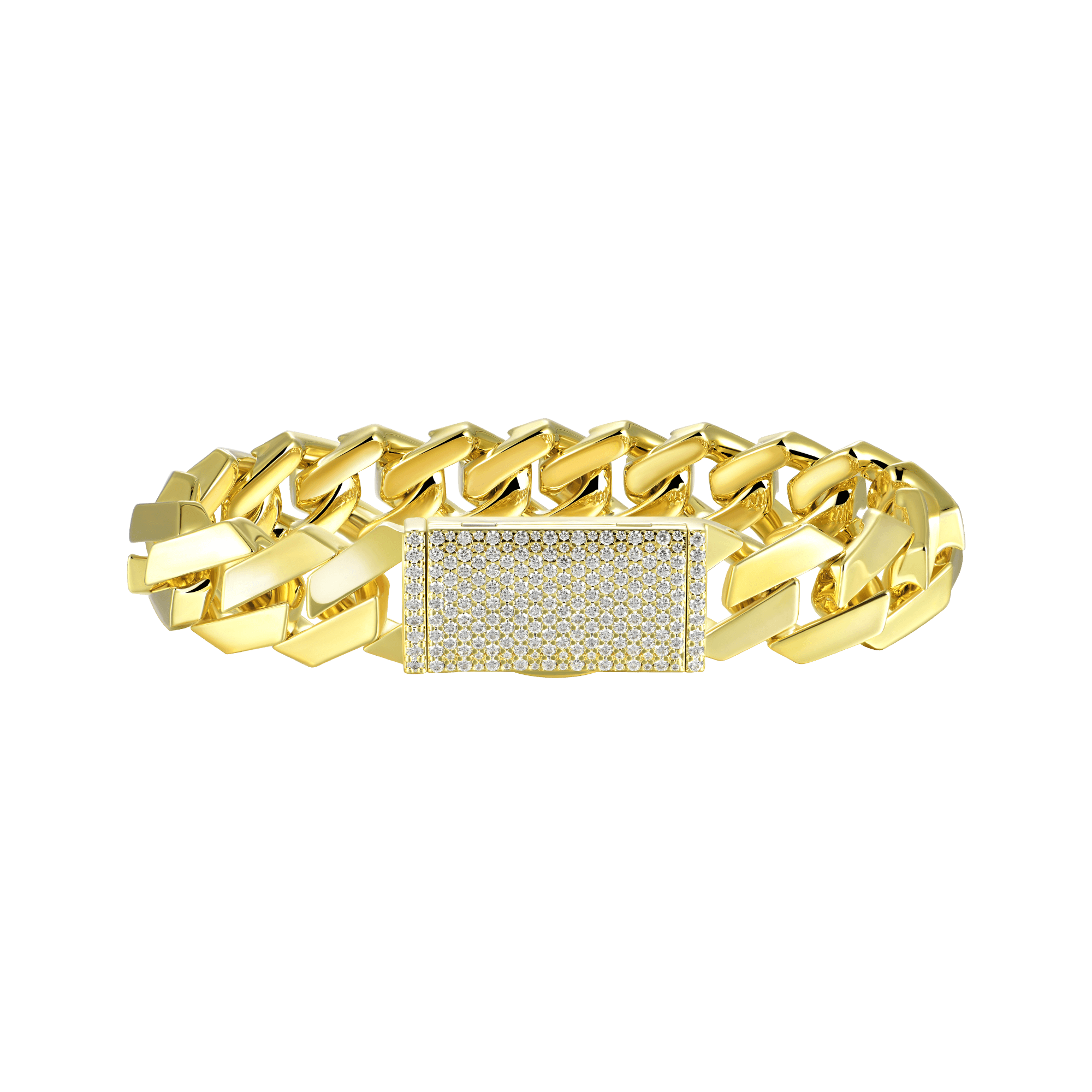 Pulsera de enlace cubano de doras de oro liso moissanite - 12 mm