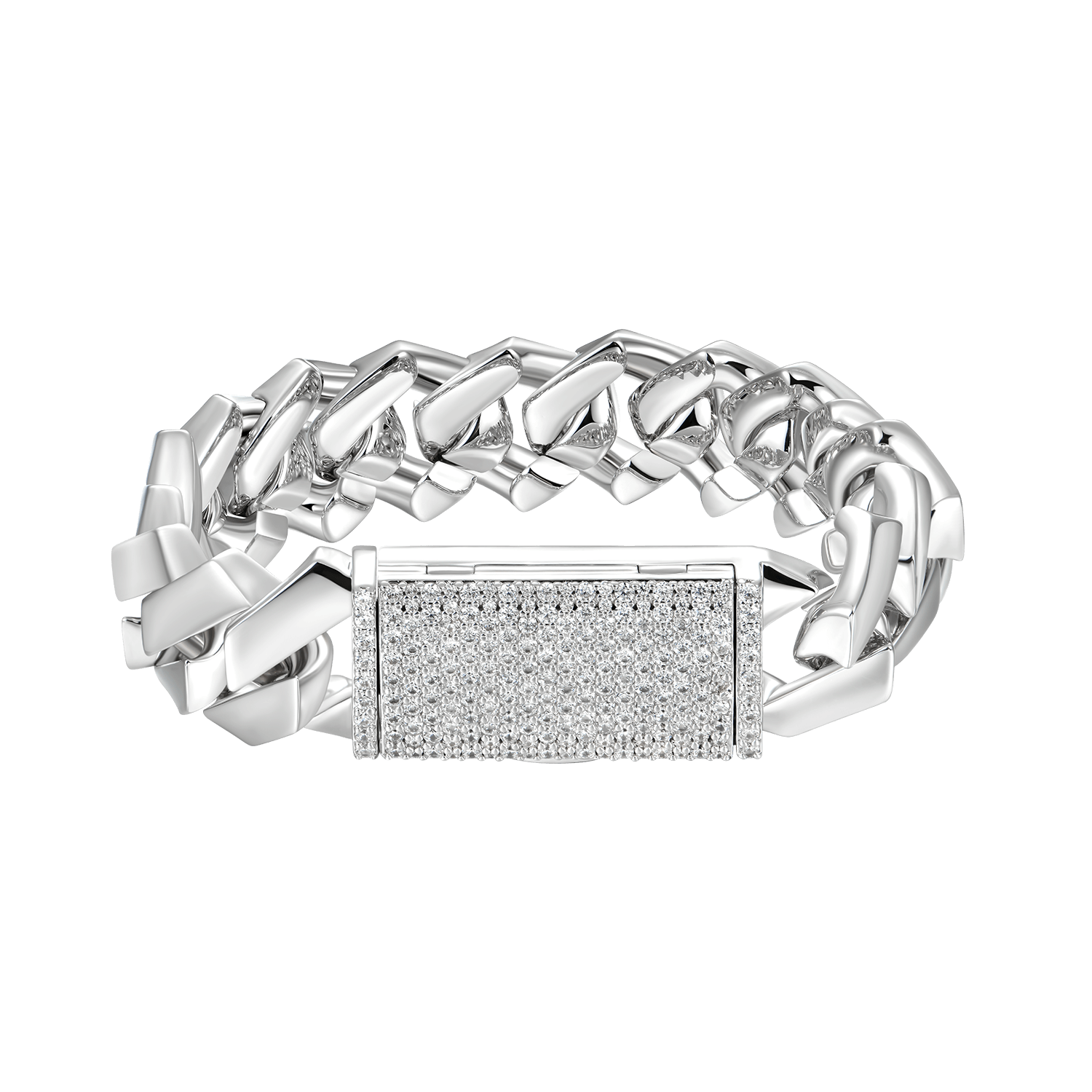 Pulsera de enlace cubano de doras de oro liso moissanite - 15 mm
