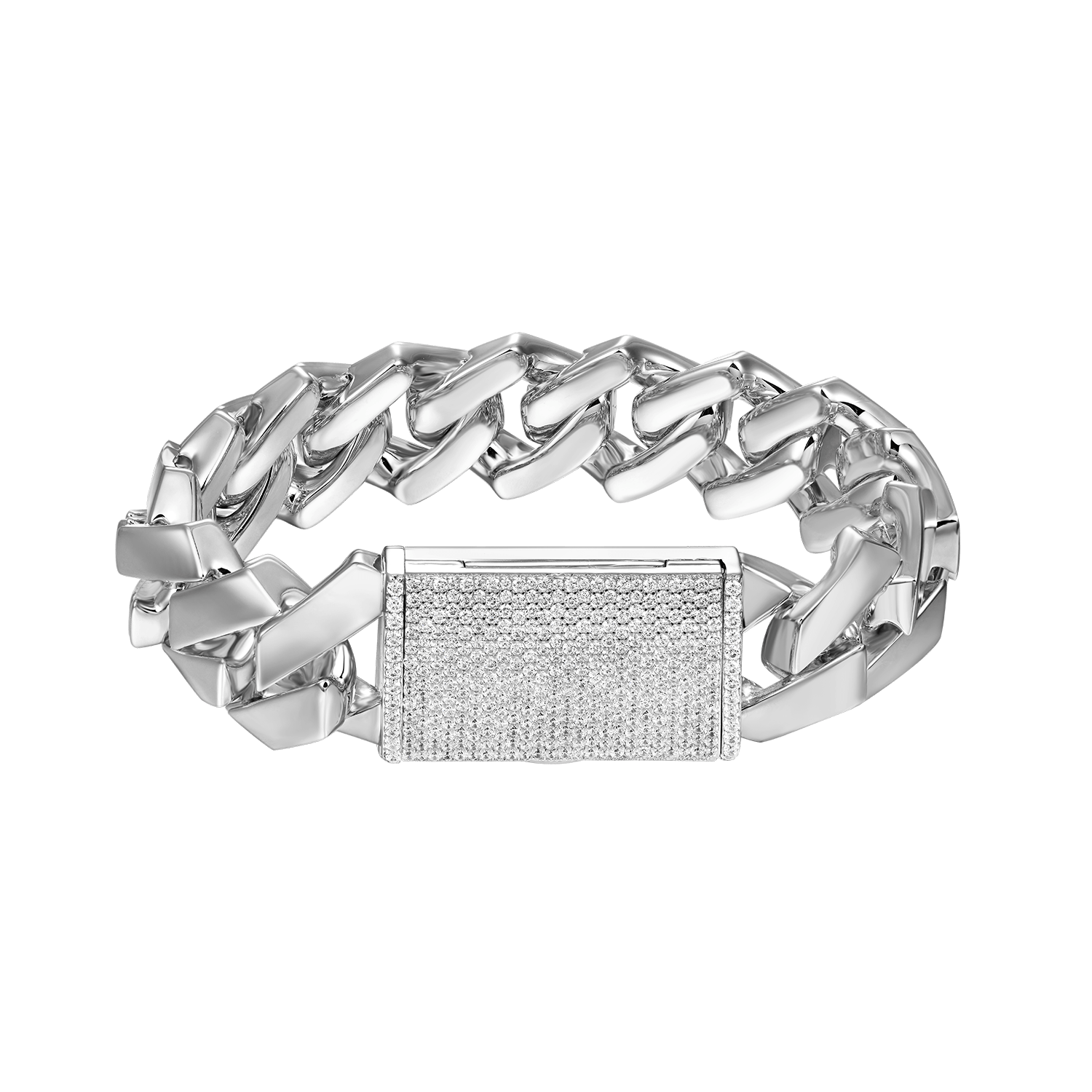 Pulsera de enlace cubano de doras de oro liso moissanite - 19 mm