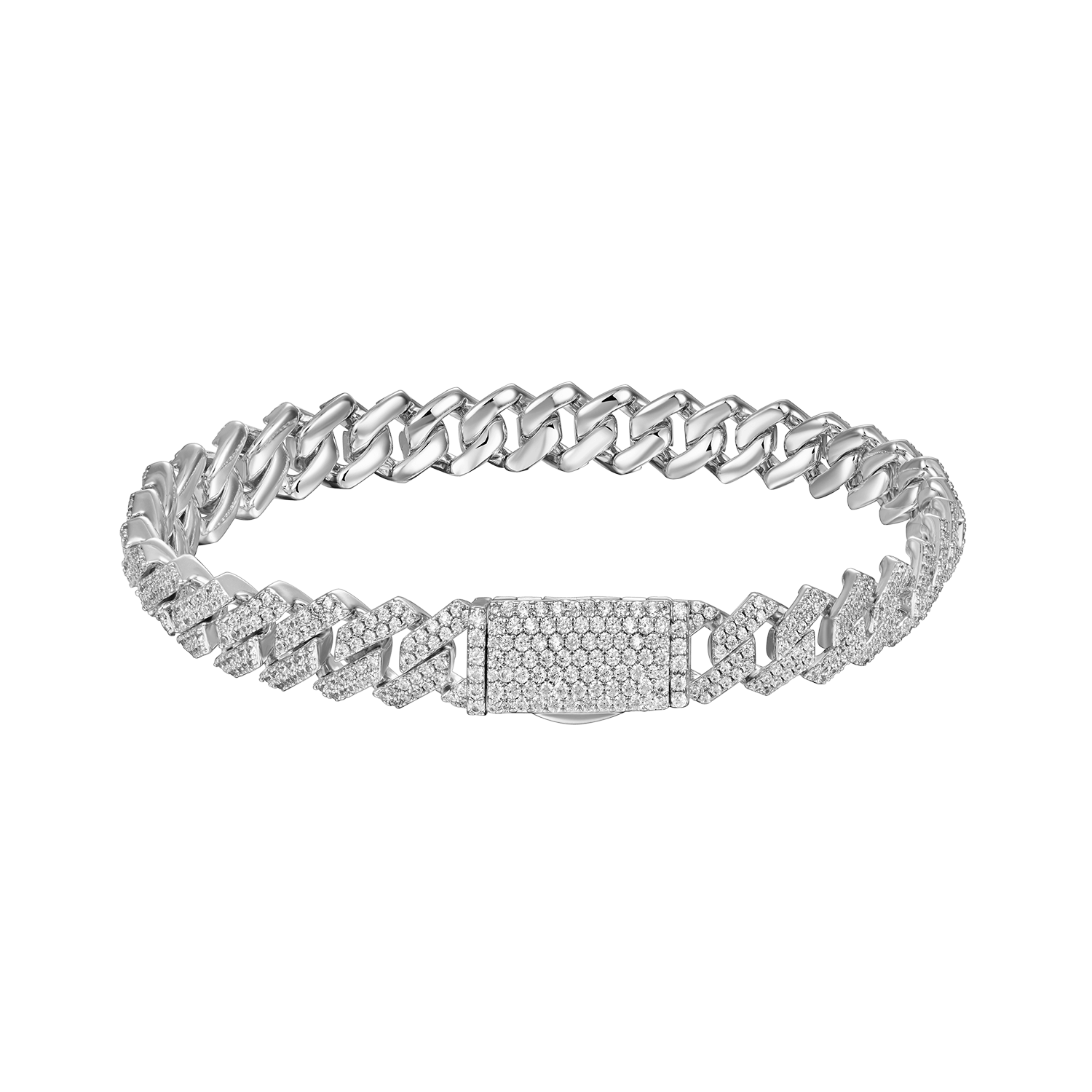 Moissanite Round Cut Prong Cuban Link Bracelet - 8mm