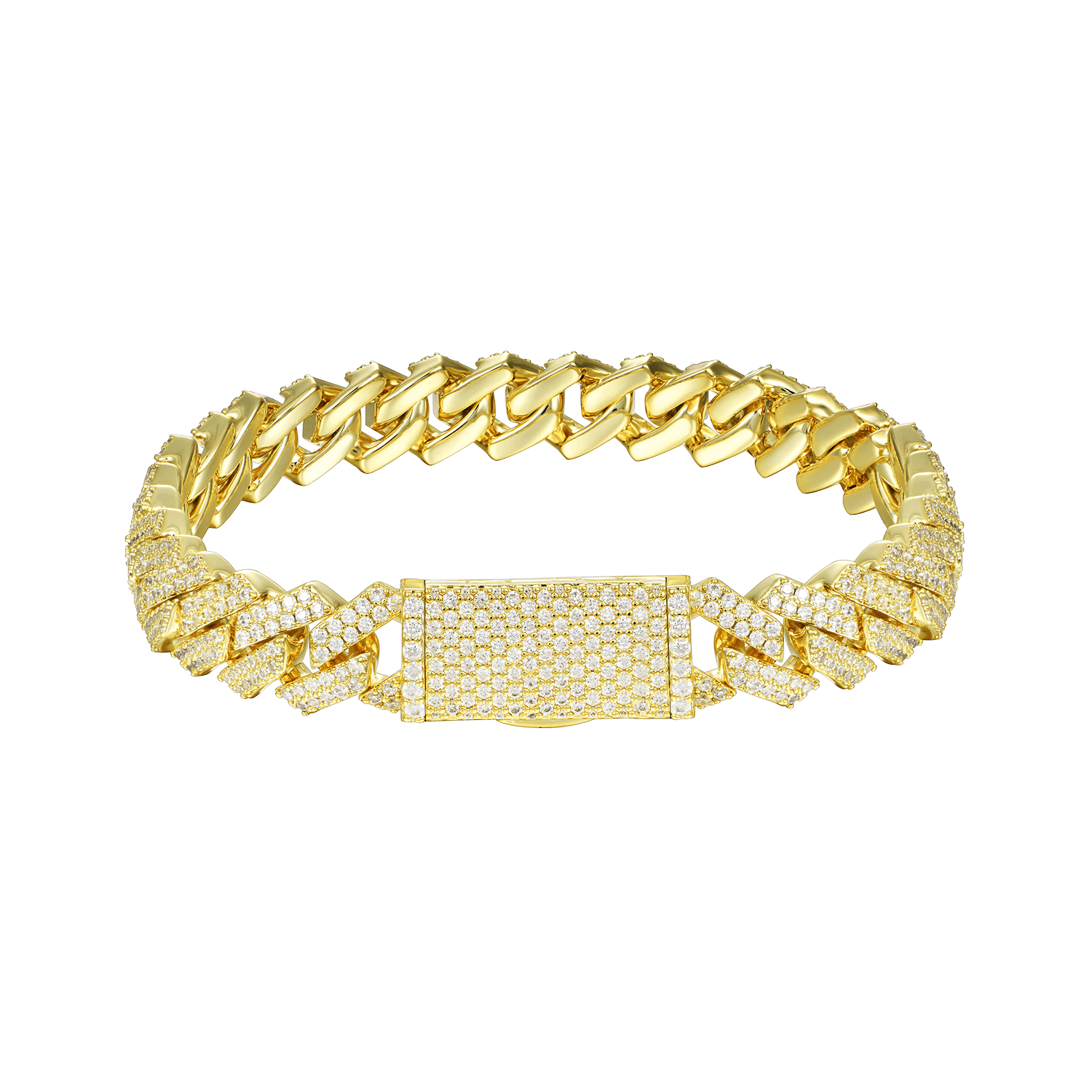 Pulsera de enlace cubano de punta redonda de moissanite - 10 mm