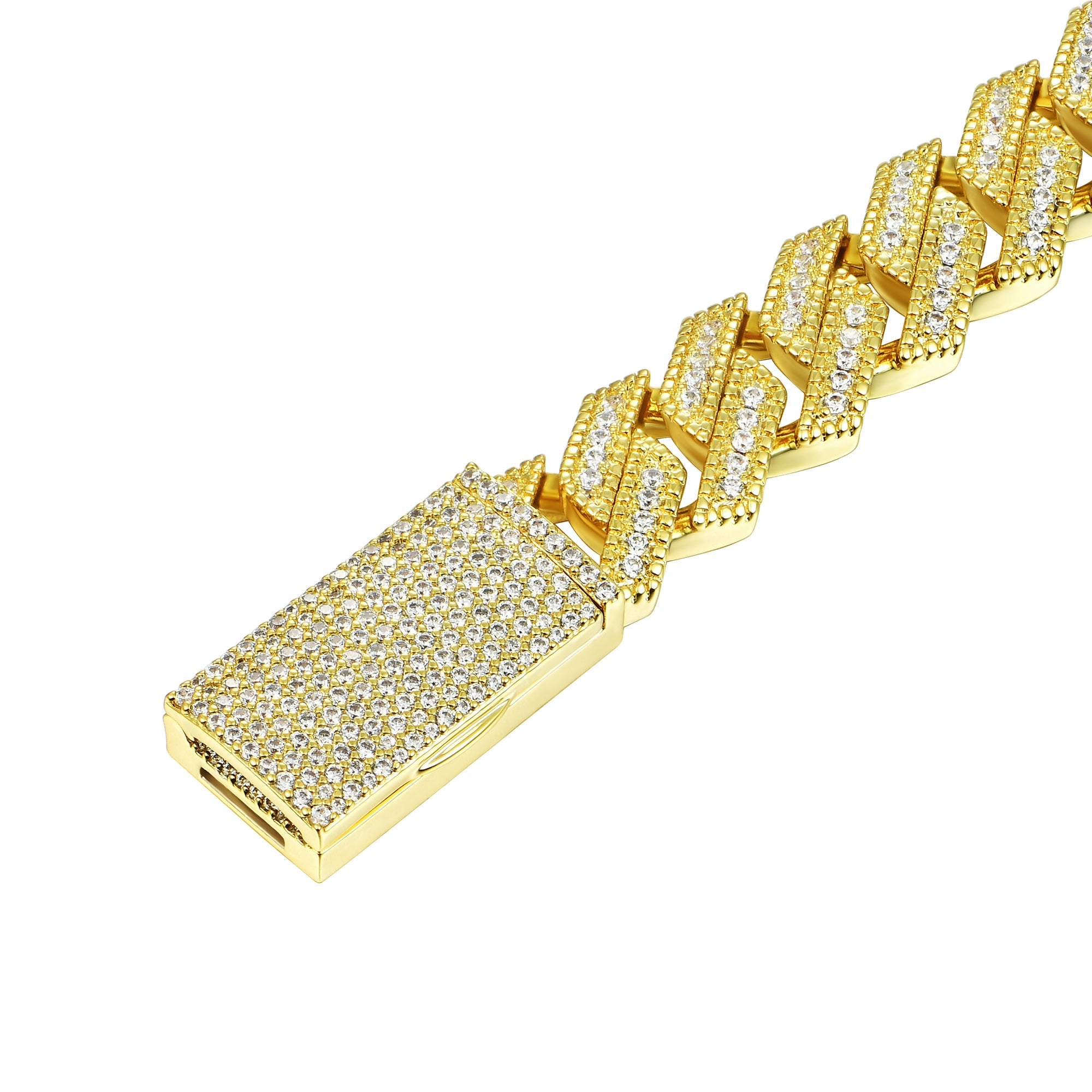 12mm Halo Round Cut Prong Cuban Link Bracelet
